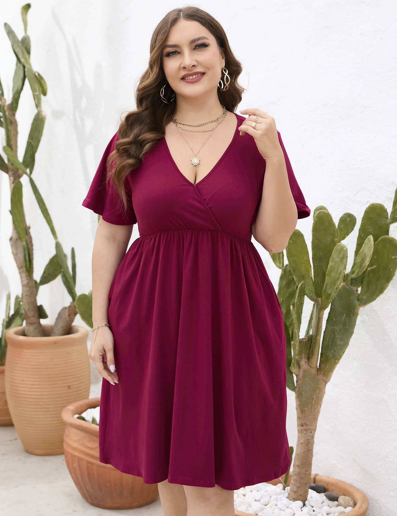 Plus Size Summer Dress Women's A Line Midi Dresses