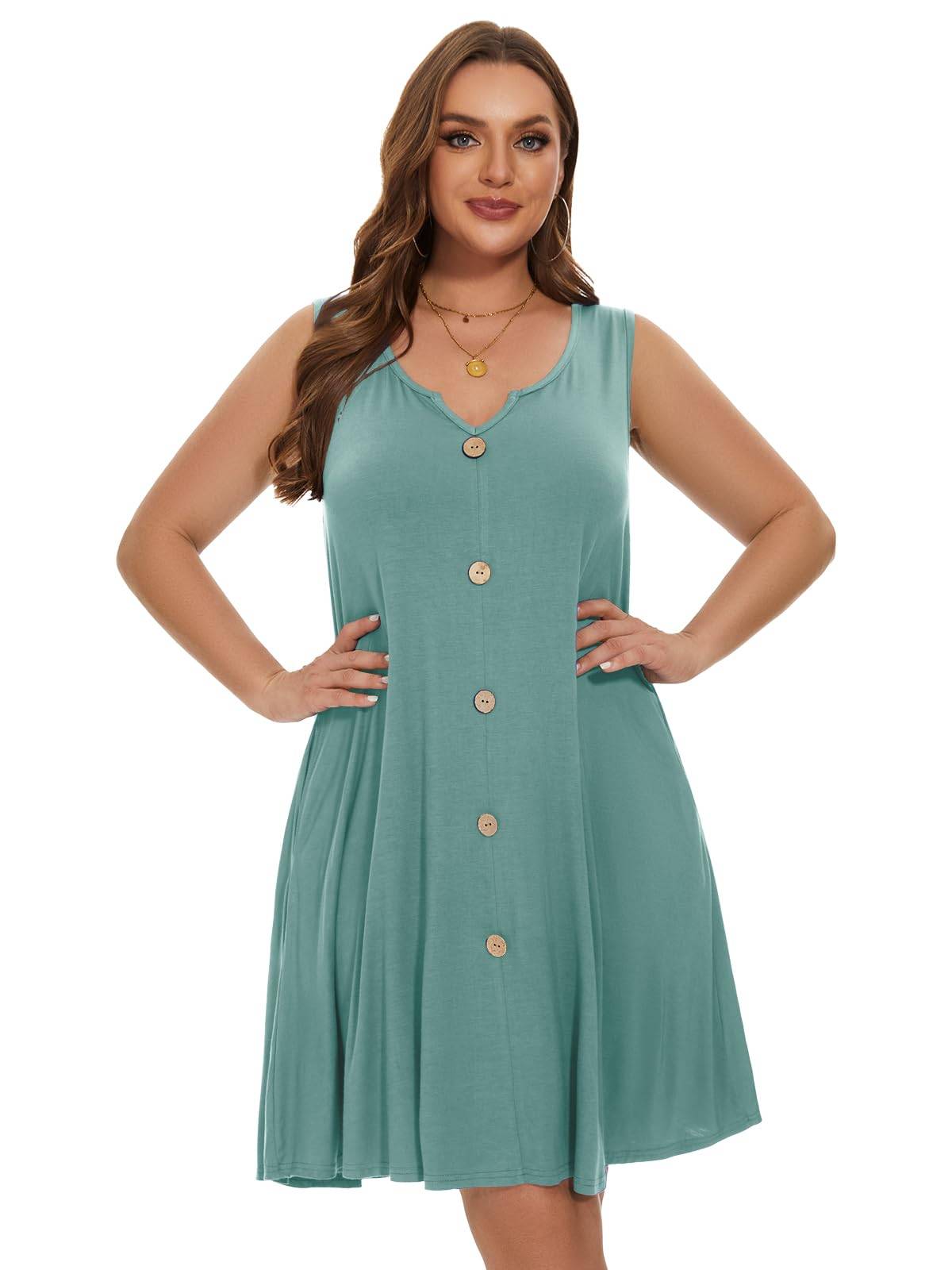 Women Plus Size A Line Sundresses Midi Dress