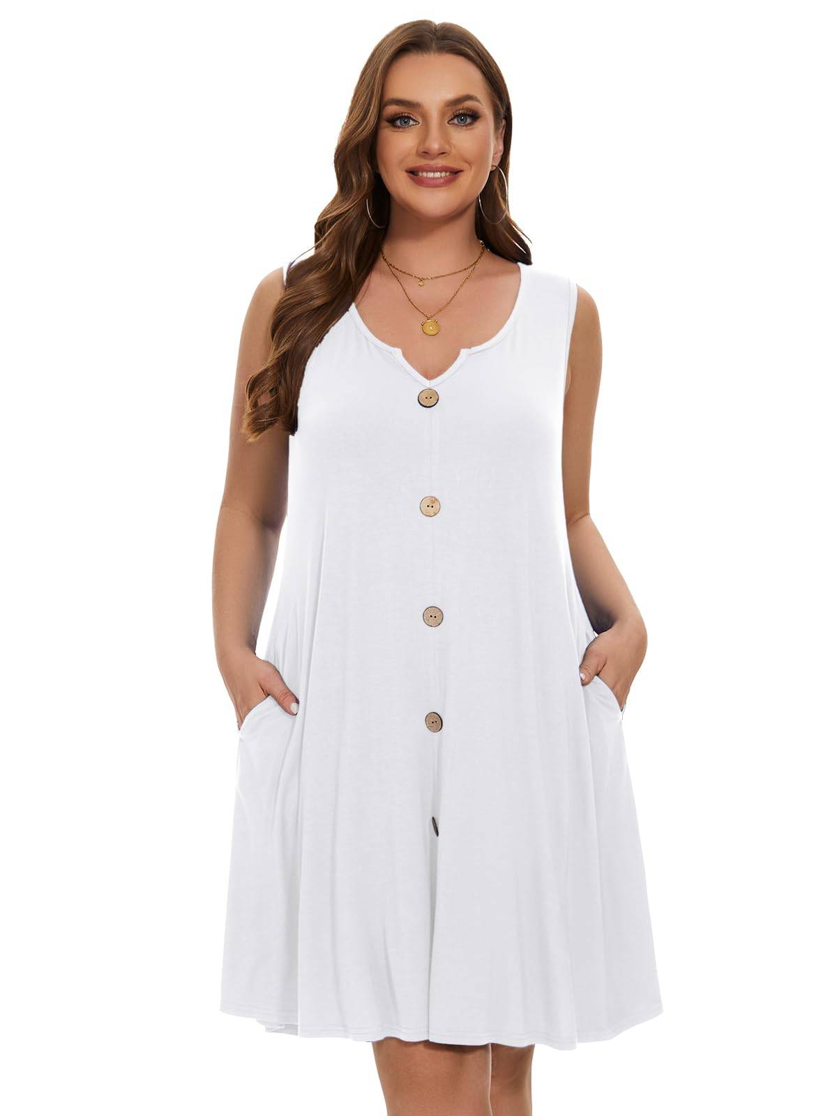 Women Plus Size A Line Sundresses Midi Dress