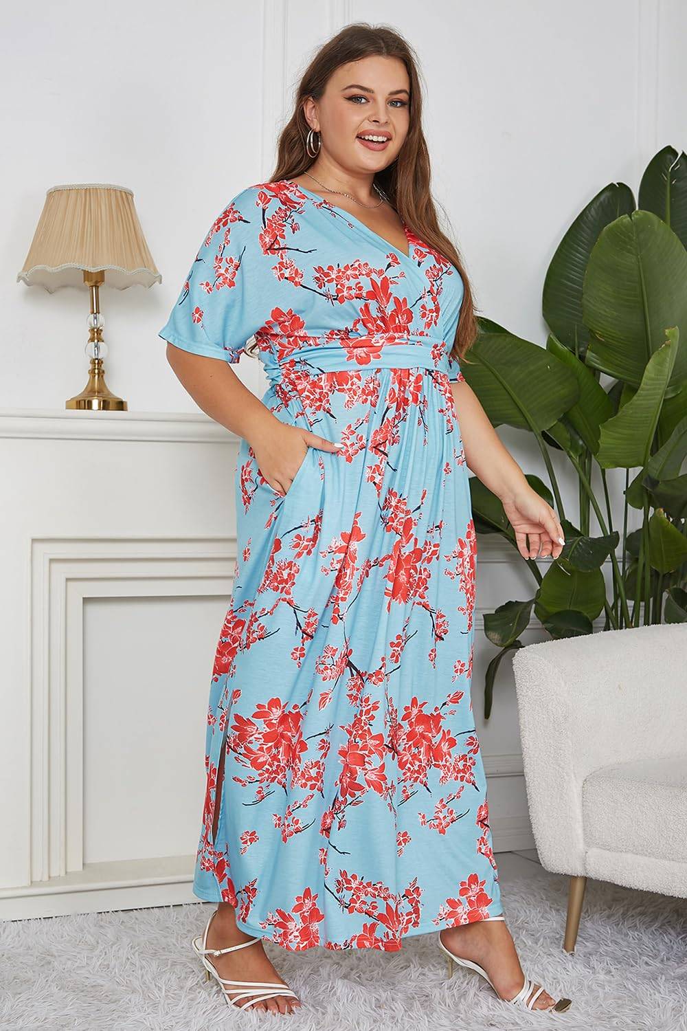 Plus Size Maxi Dresses Women Boho Floral