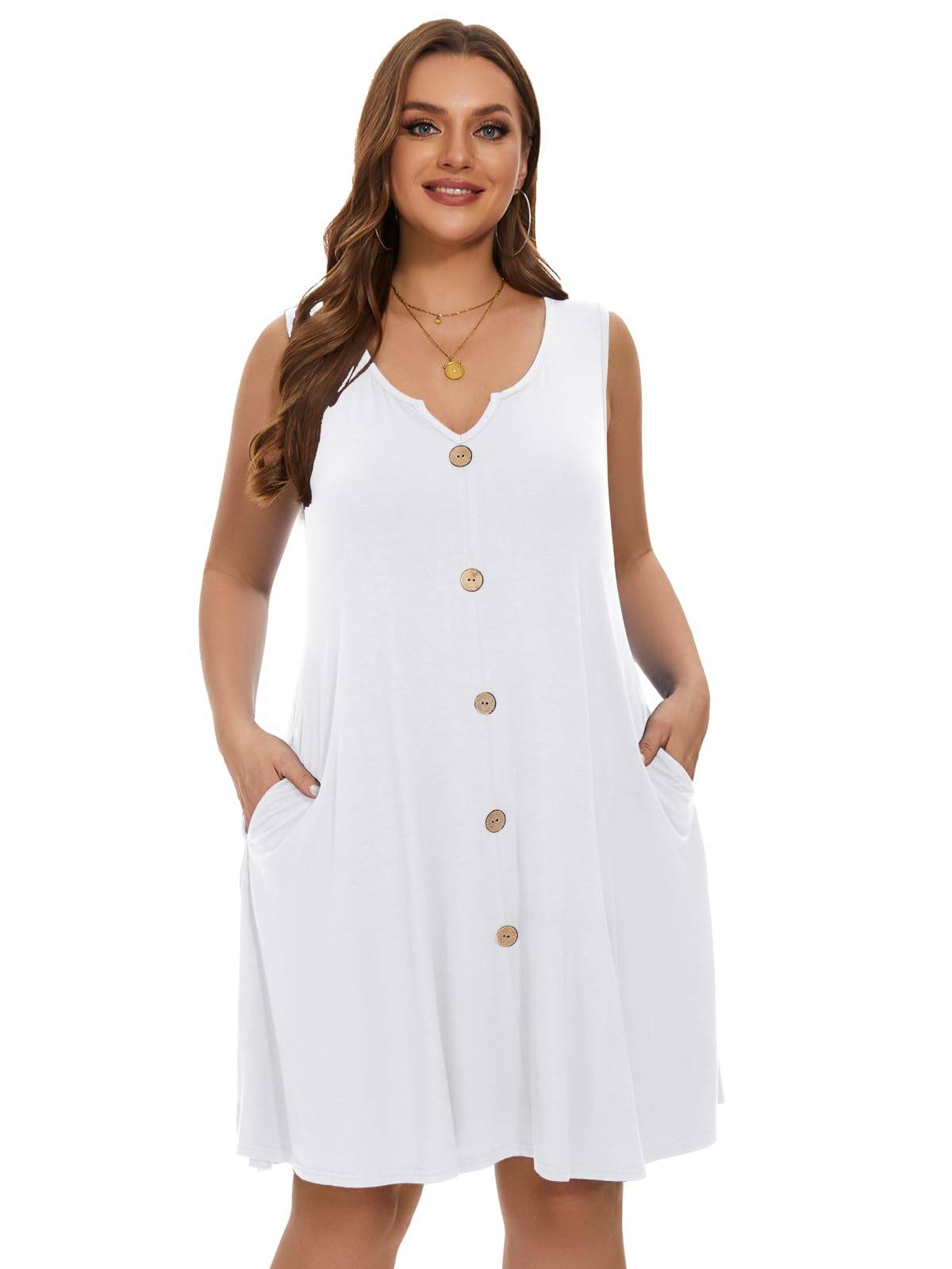 Women Plus Size A Line Sundresses Midi Dress