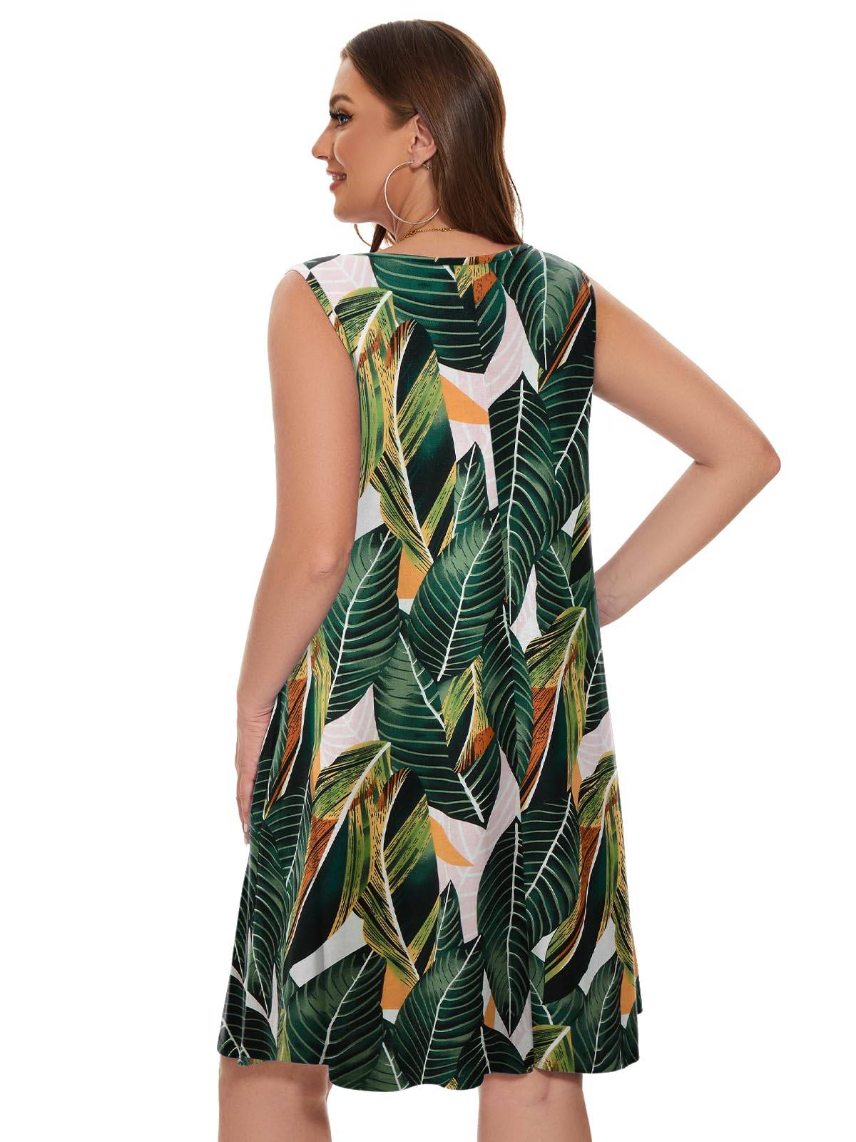 Women Plus Size A Line Sundresses Midi Dress