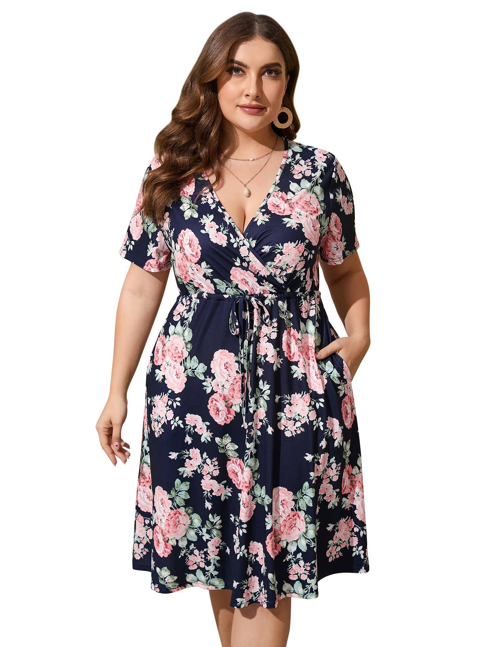 Plus Size Summer Dress Women's A Line Midi Dresses