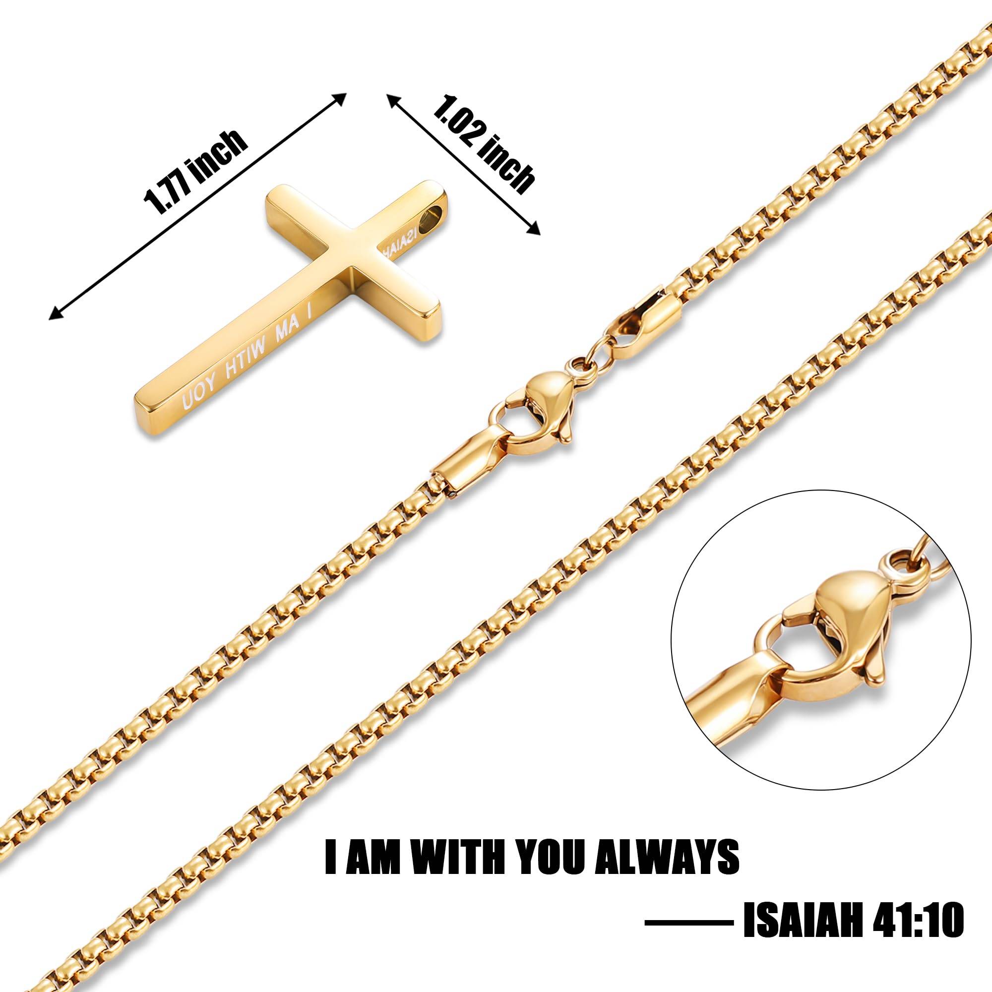 Cross Necklace for Men, Inspirational Bible Verse Cross Chain for Men, 316 Stainless Steel Cross Necklace for Men