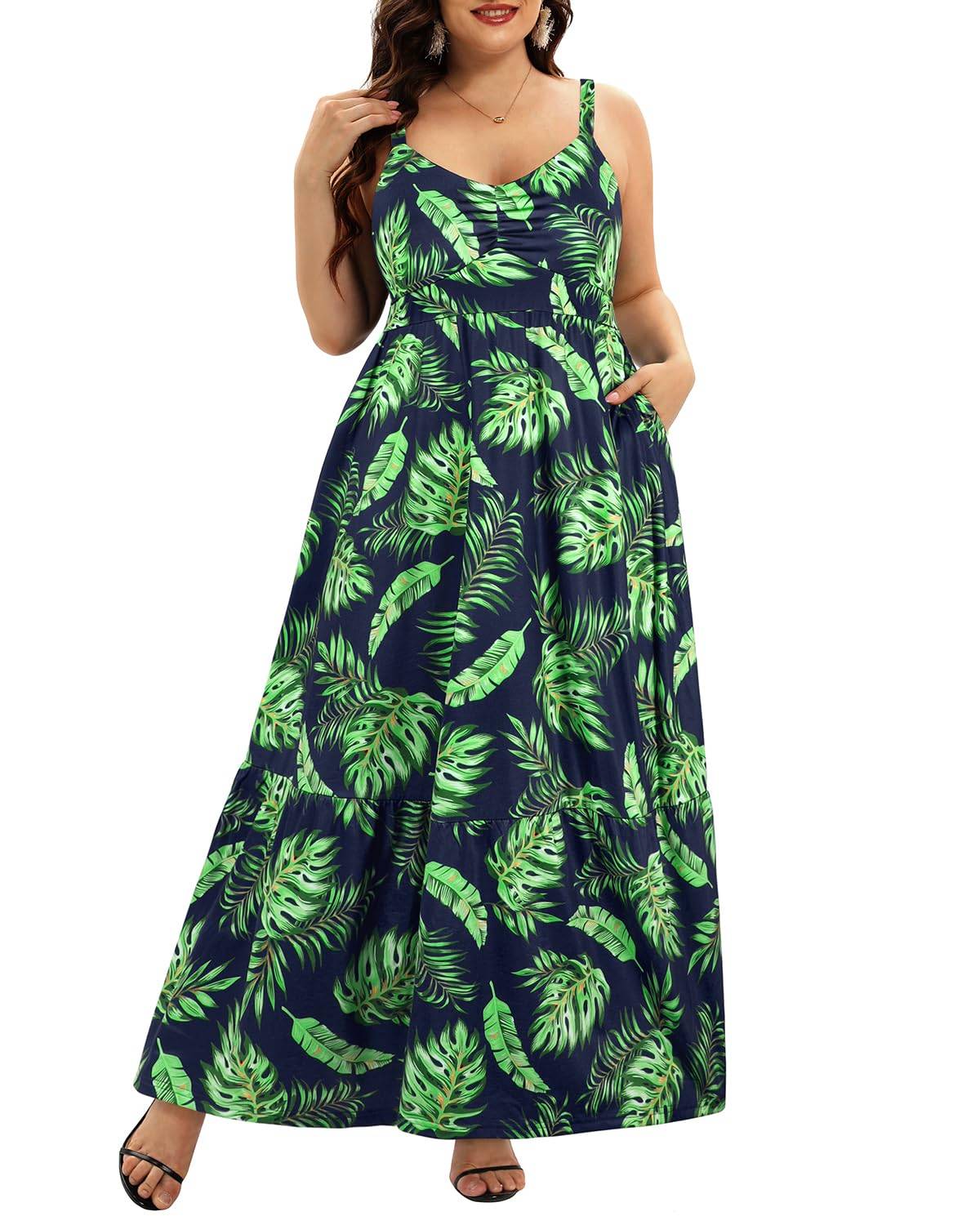 Women's Plus Size Maxi Sun Dress Sundress Pockets