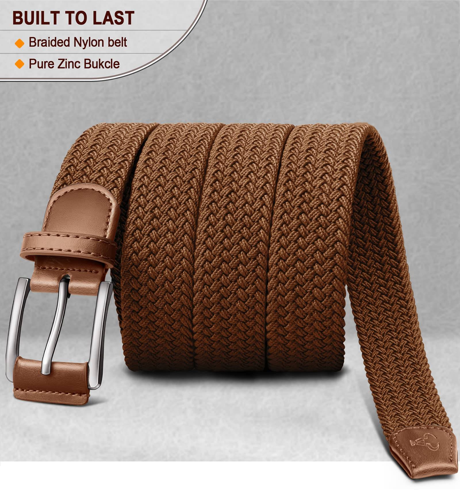 Stretch Belt Men,Mens Gift Woven Braided Web Belt 1 3/8 for Golf Casual Pants Shirts Jeans