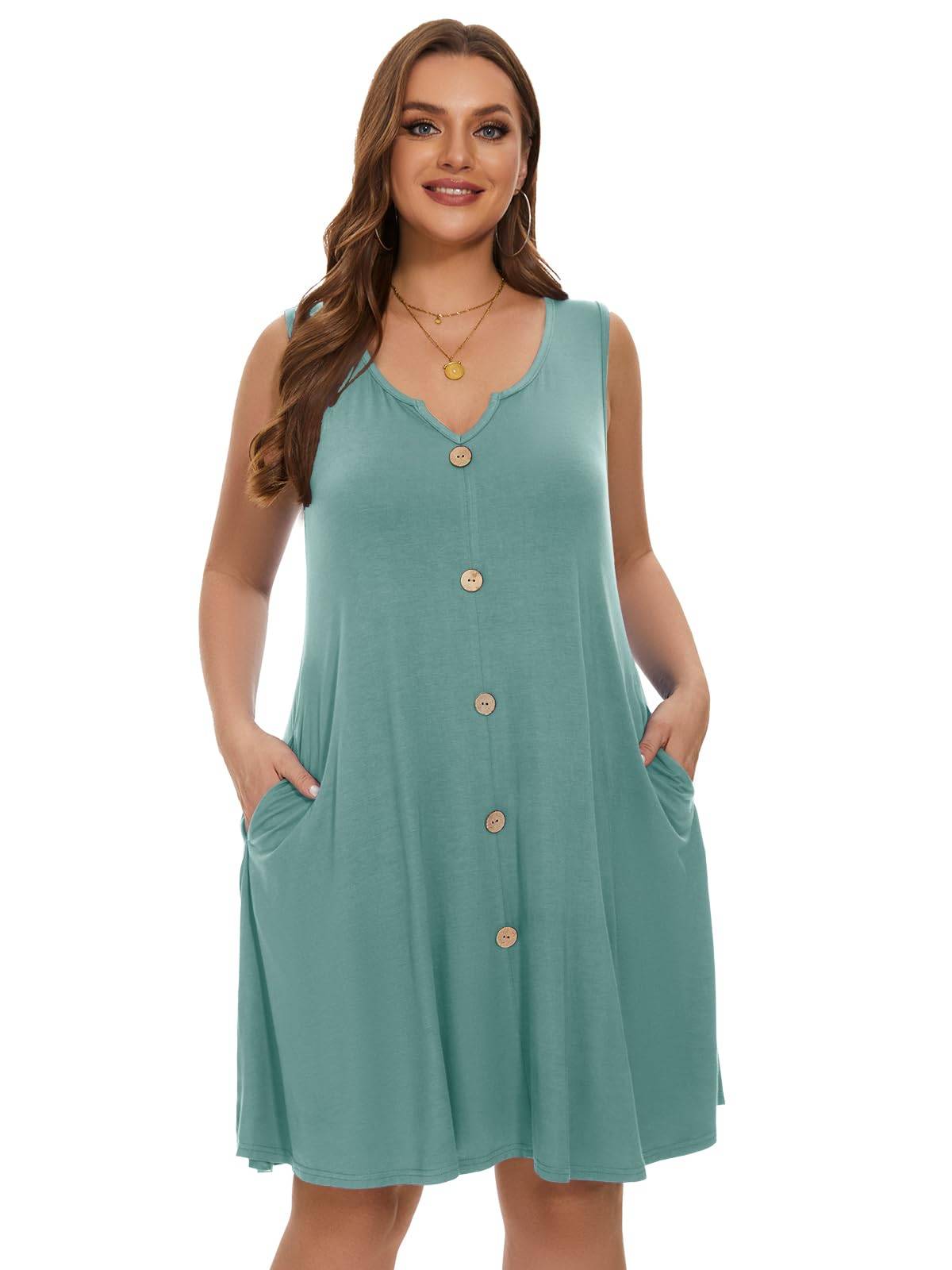 Women Plus Size A Line Sundresses Midi Dress