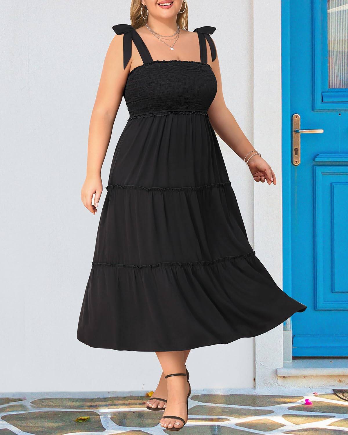 Women's Plus Size Strap Maxi Beach Long Dress