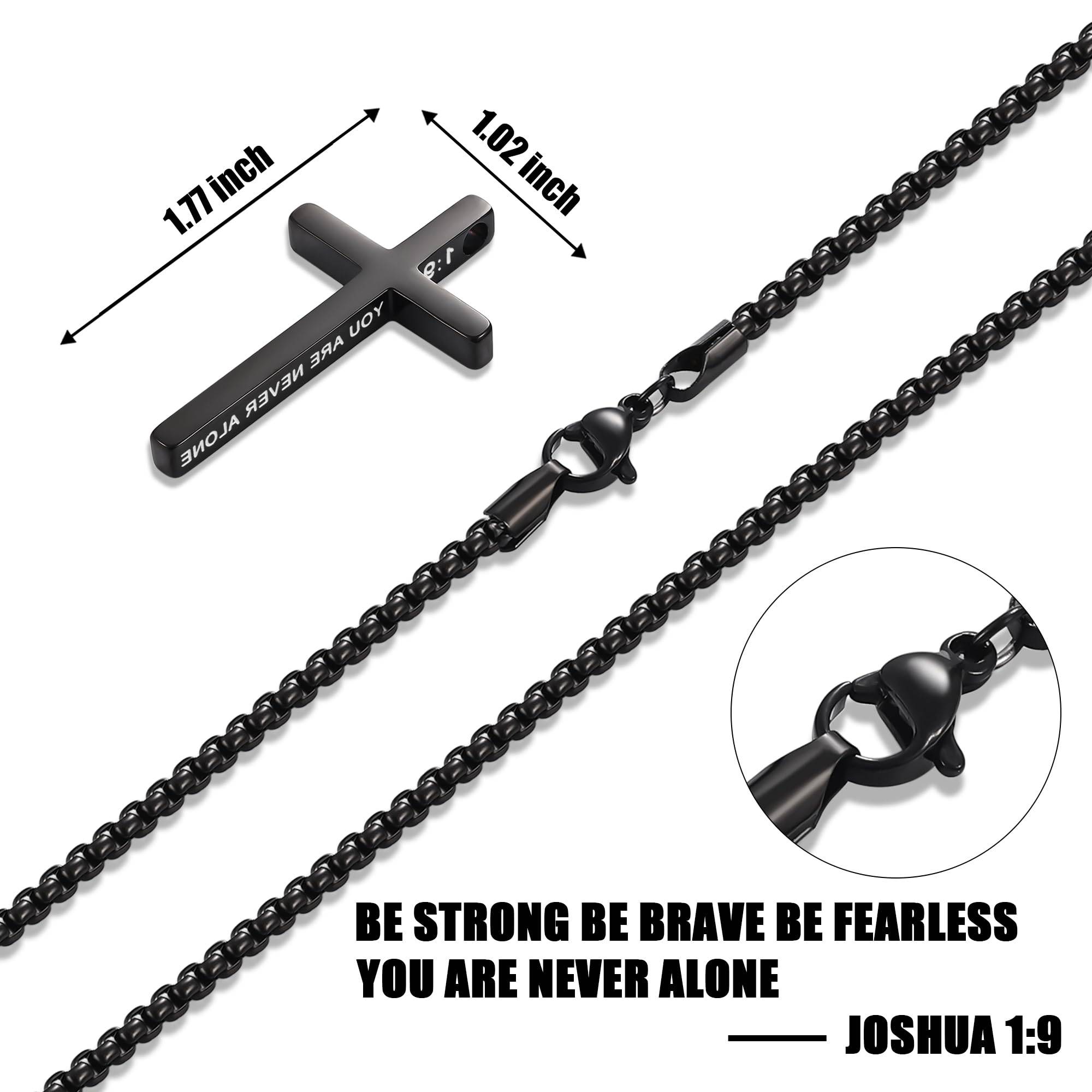 Cross Necklace for Men, Inspirational Bible Verse Cross Chain for Men, 316 Stainless Steel Cross Necklace for Men