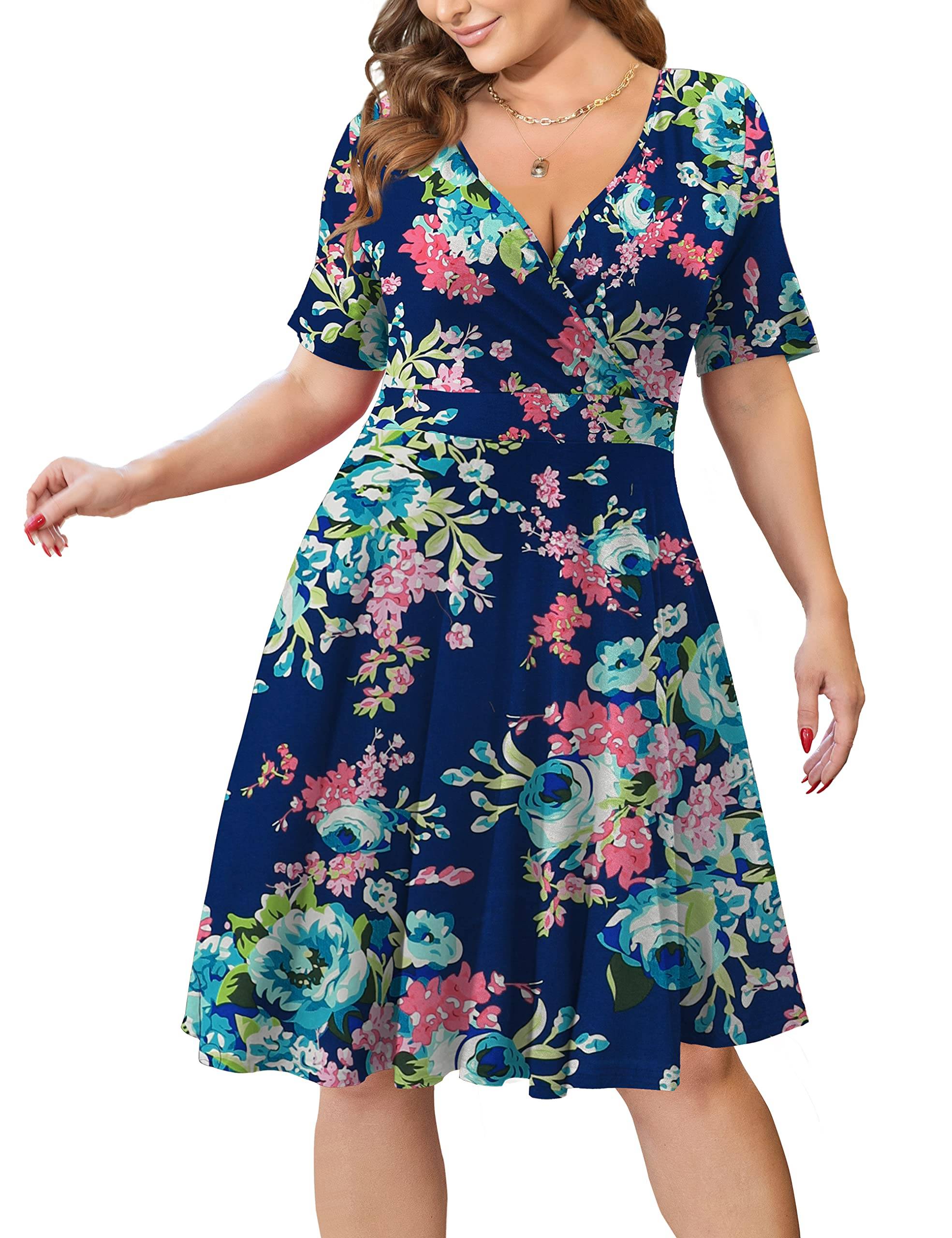 Womens Plus Size Dresses Wrap Dress with Pockets