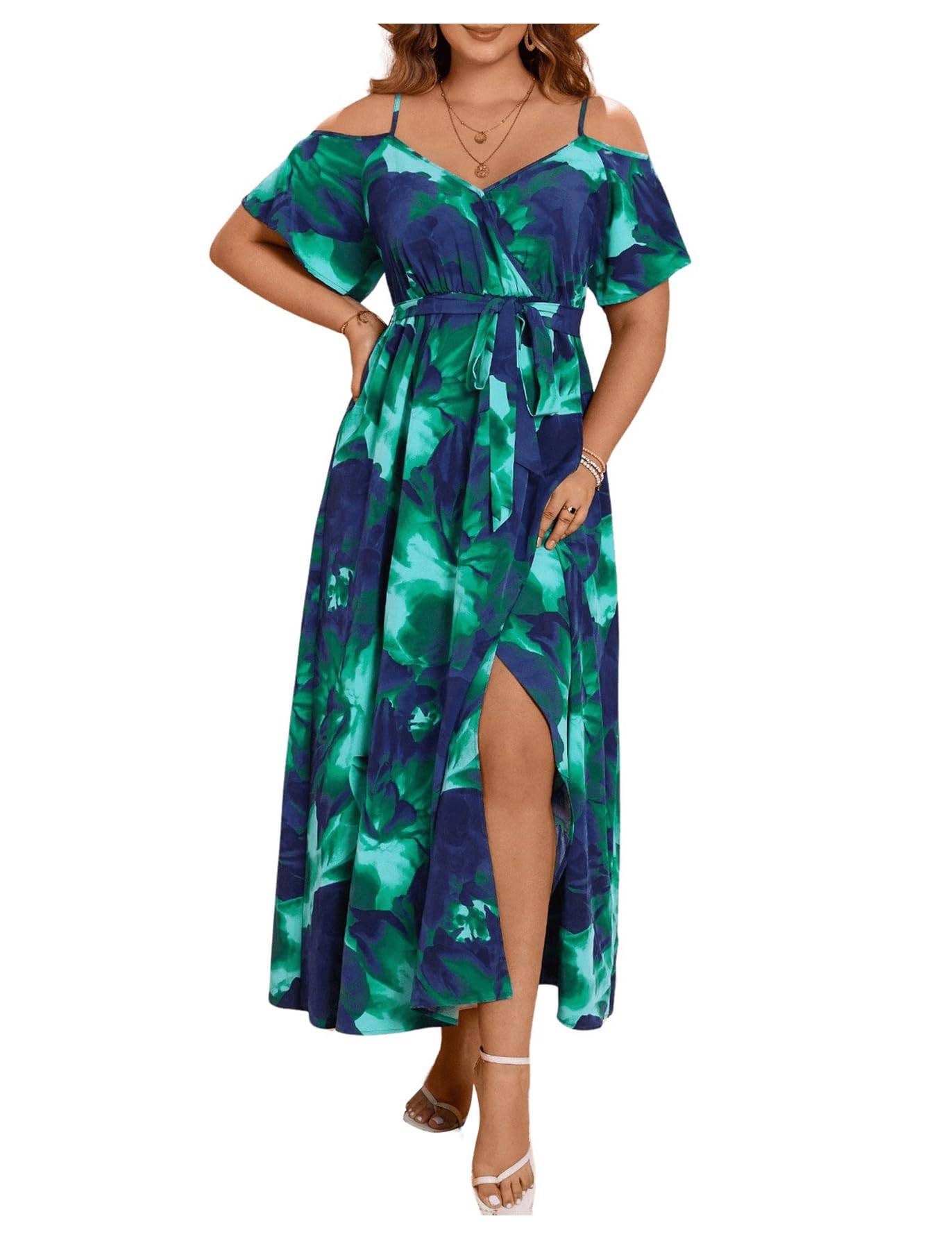 Women's Plus Size Short Sleeve Long Dress