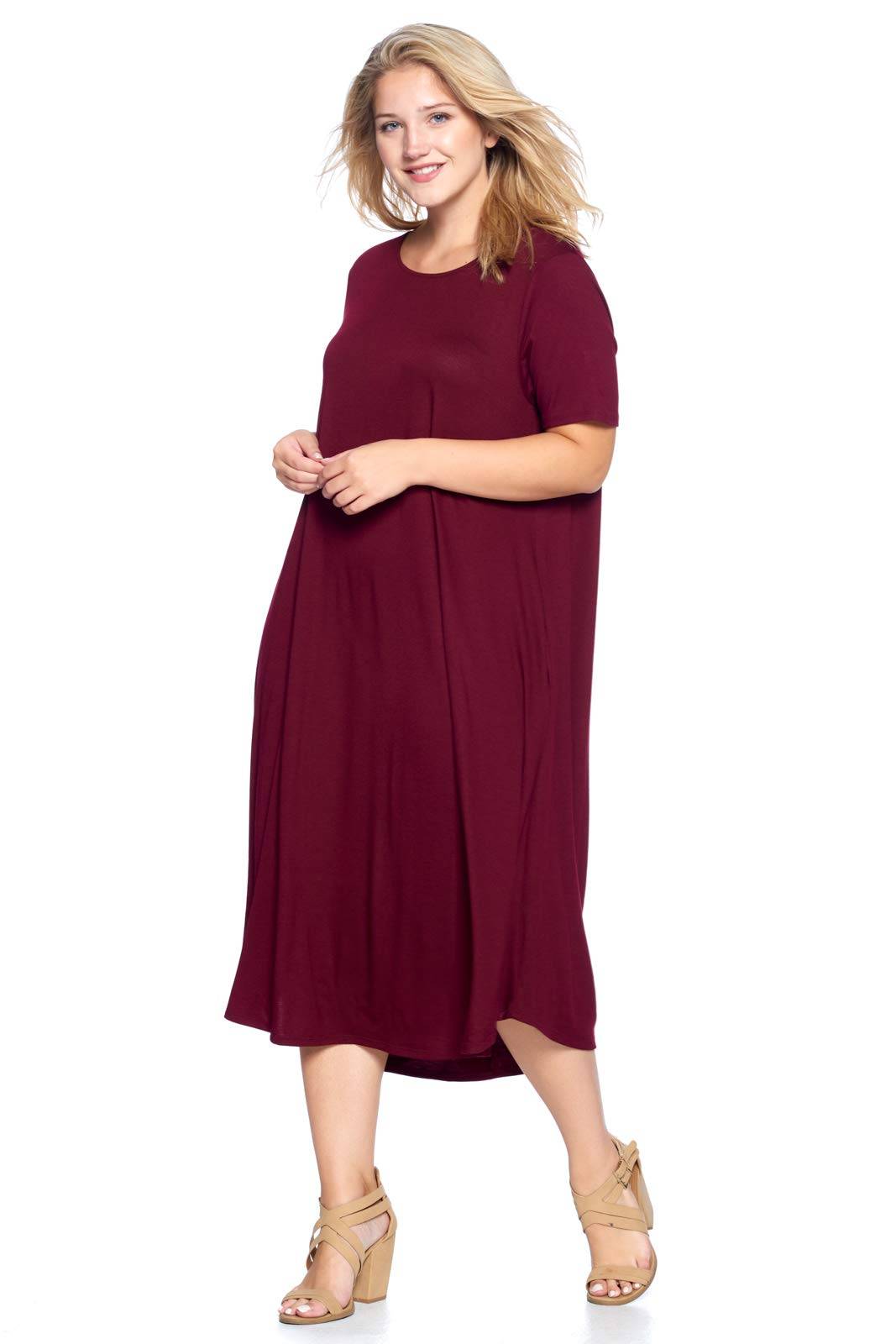 Women's Plus Size A-Line Pocket Midi Dress