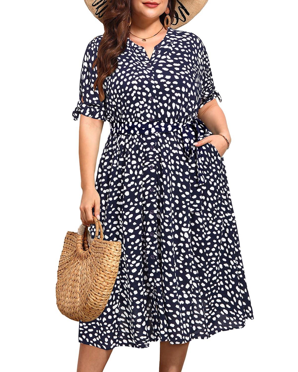 Women's Summer Midi Dress Plus Size Sundress