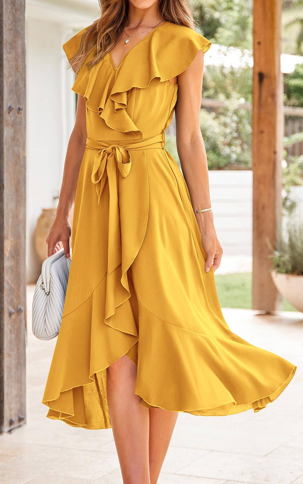 Womens Summer Wrap V Neck Split Party Dress