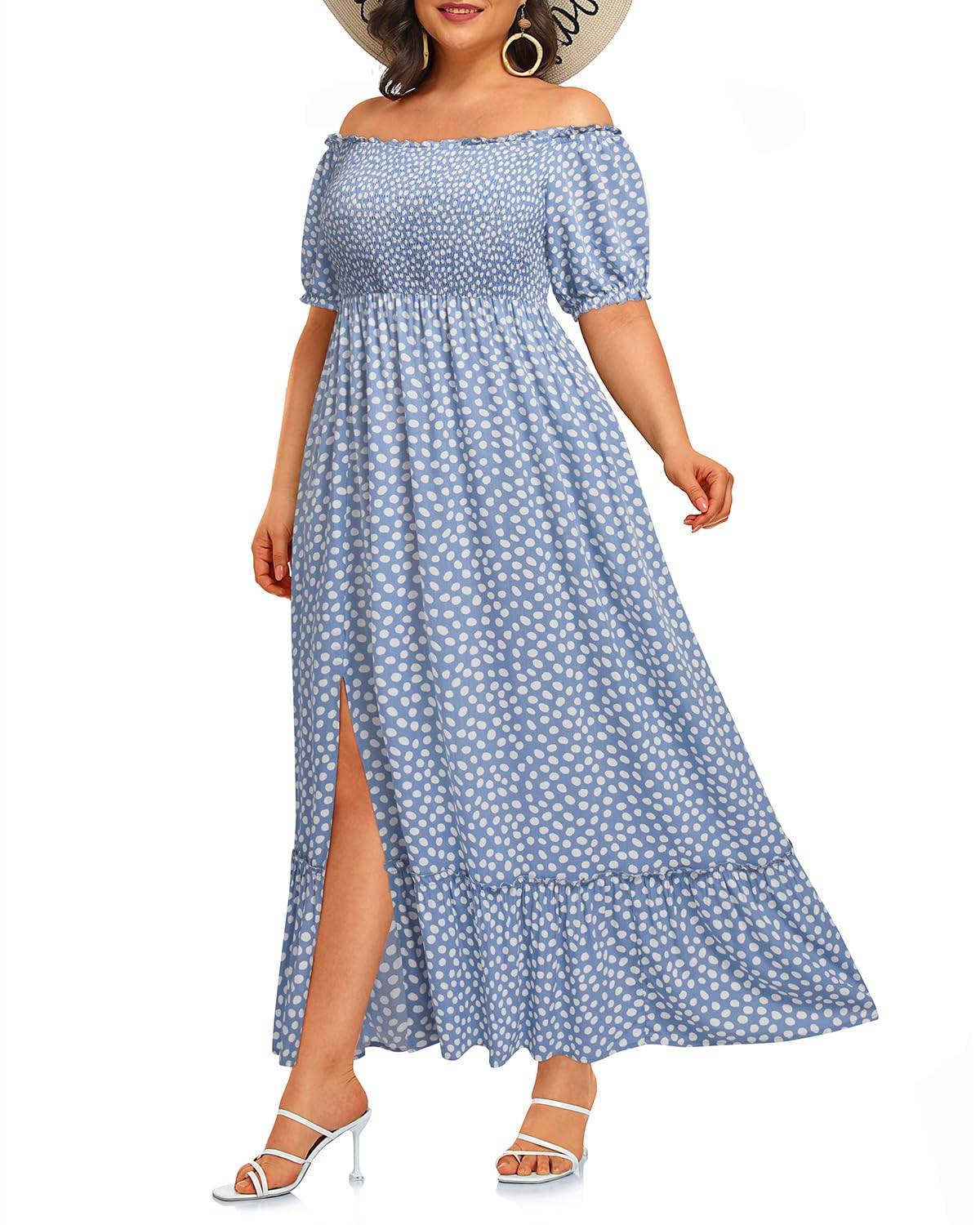 Women Plus Size Maxi Boho Sundress with Pocket