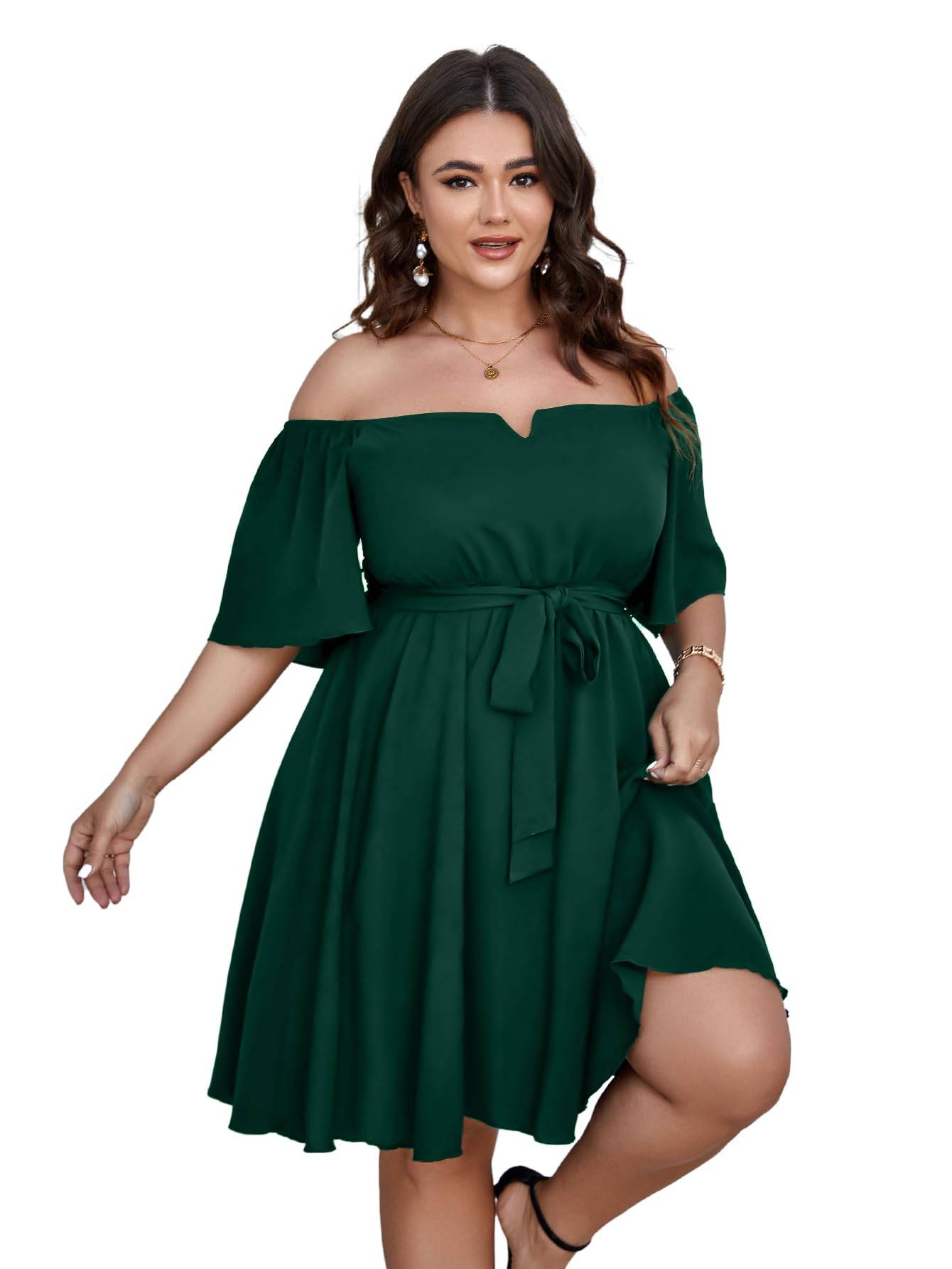 Womens Plus Size Short Sleeve A-Line Mini Dress