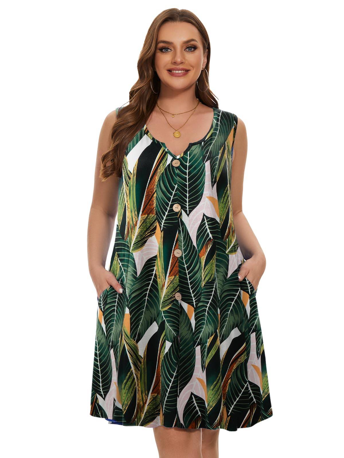 Women Plus Size A Line Sundresses Midi Dress