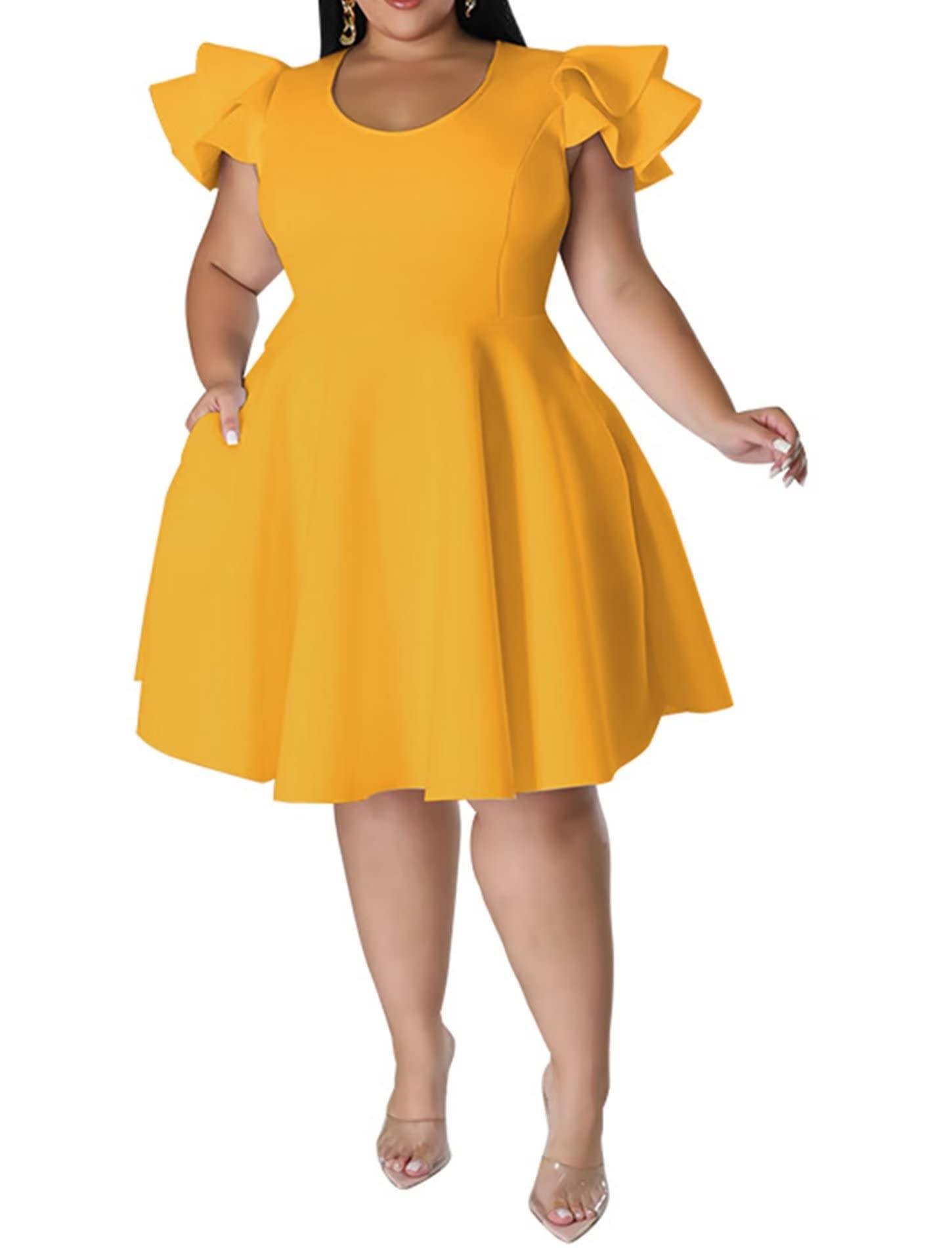 Women's Plus Size A Line Party Dress with Pockets