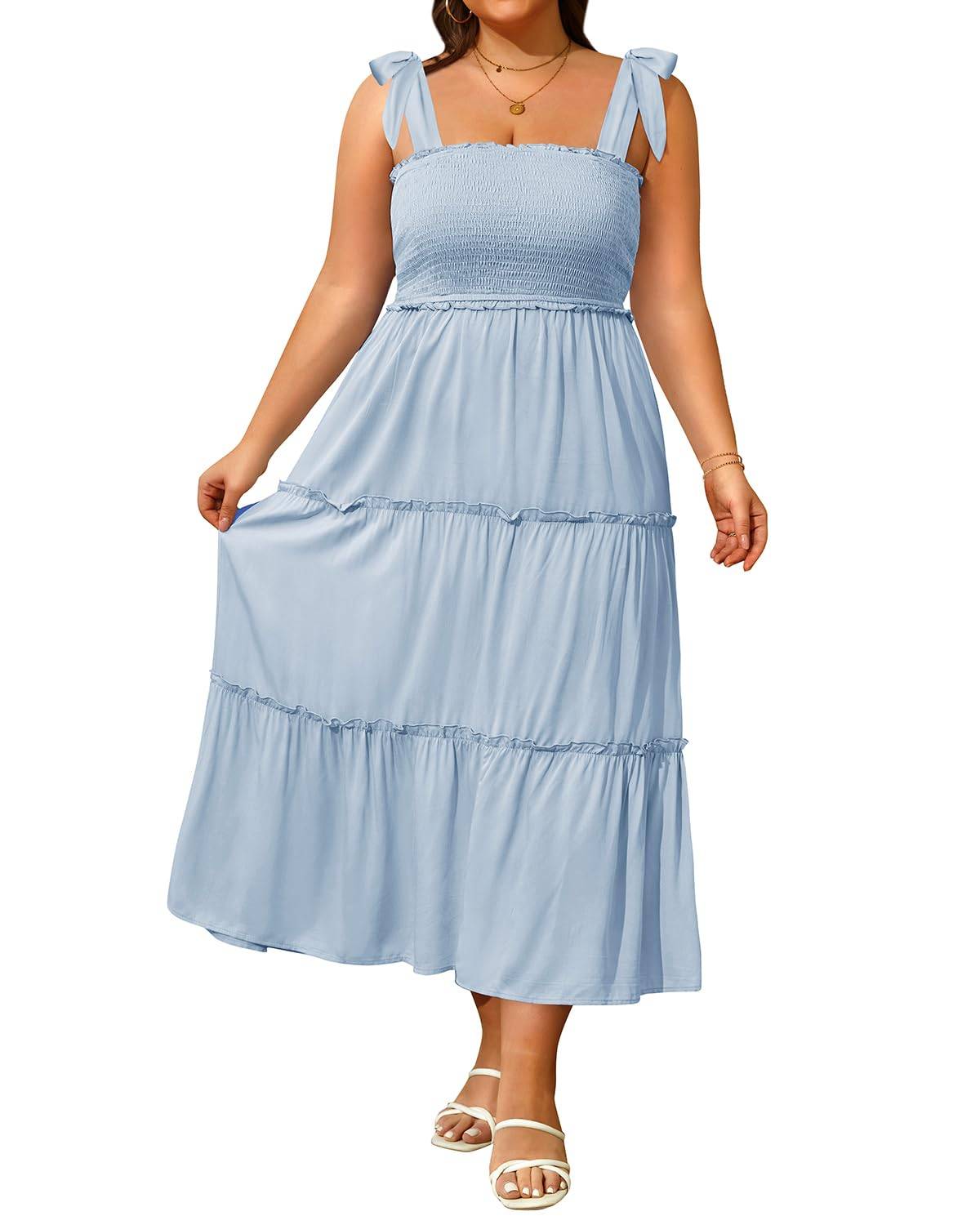 Women's Plus Size Strap Maxi Beach Long Dress