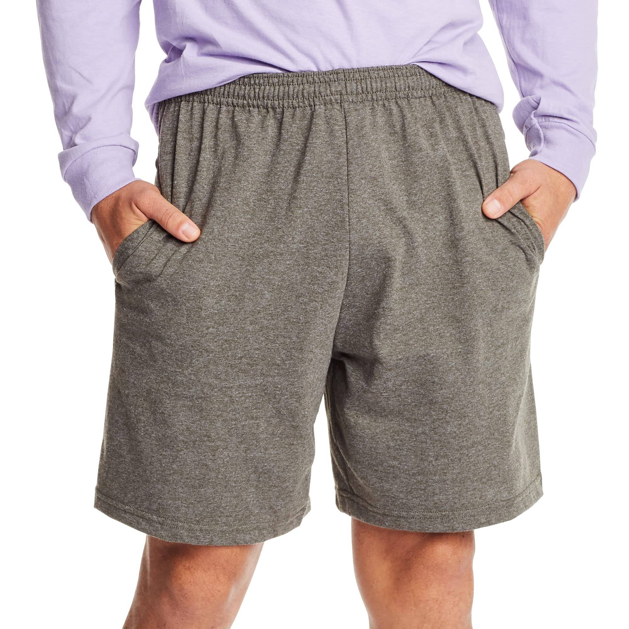 Men's Athletic Shorts, Cotton Shorts, Pull-On Knit Shorts with Pockets, Knit Gym Shorts, 7.5" Inseam