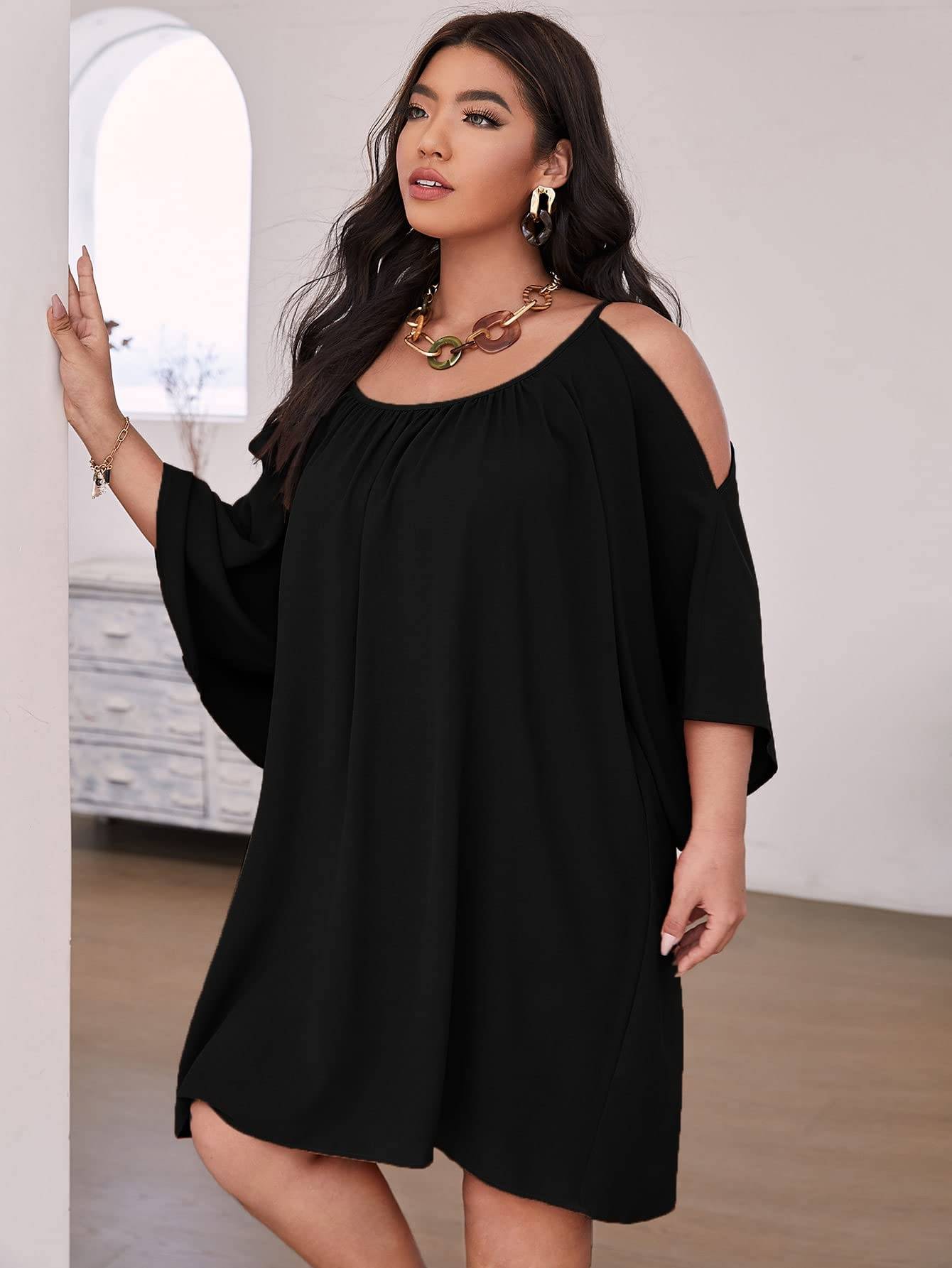 Women Plus Size Summer Dress Cold Short Dresses