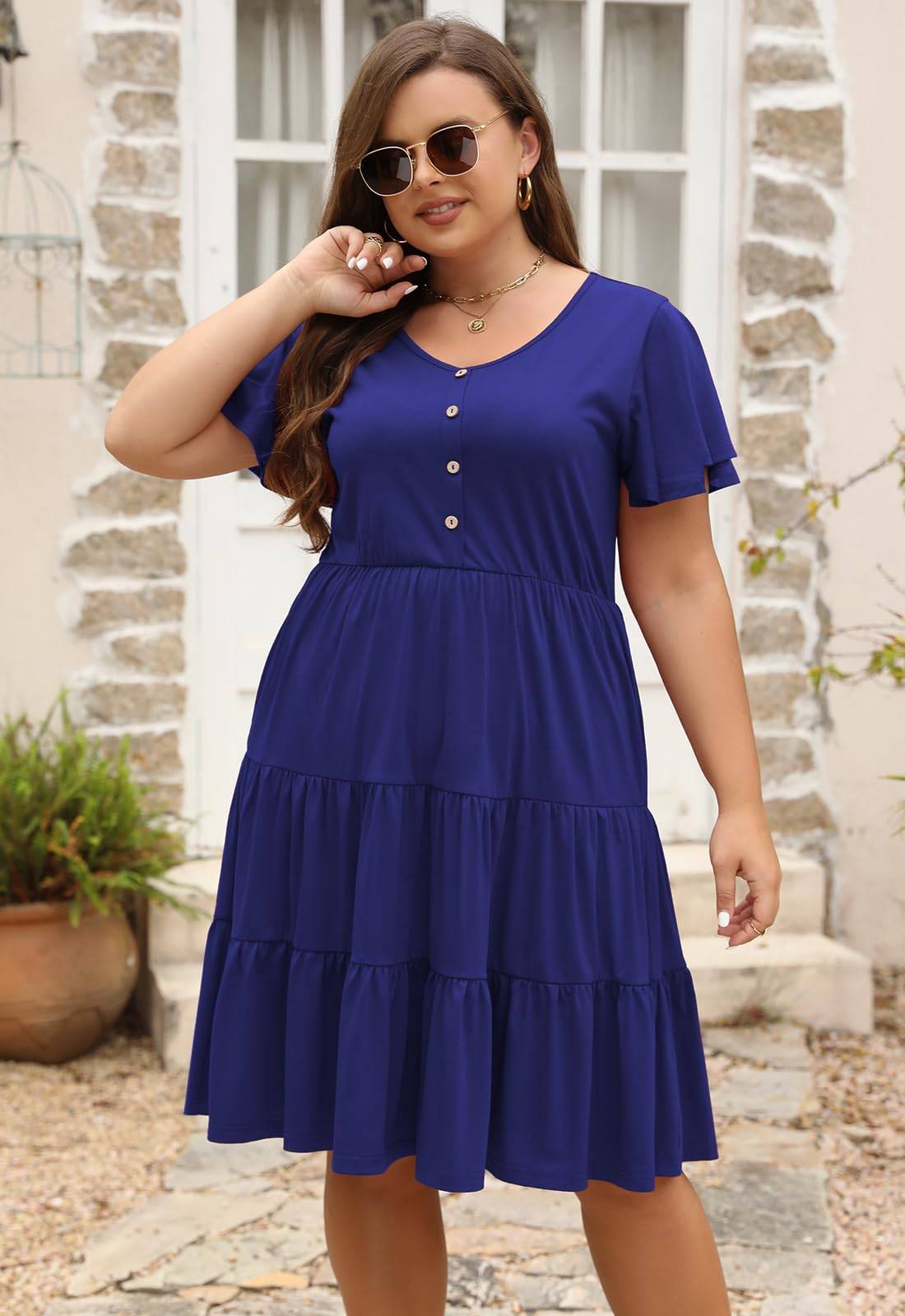 Womens Plus Size Swing Dress with Pocket