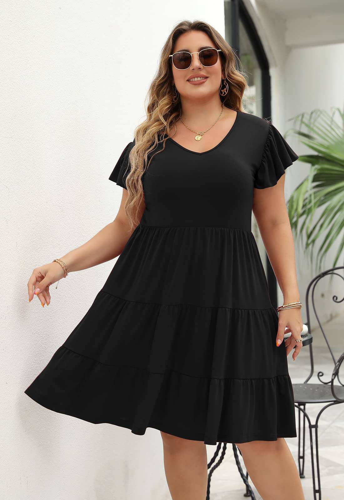 Womens Plus Size dresses Midi Dress with Pockets