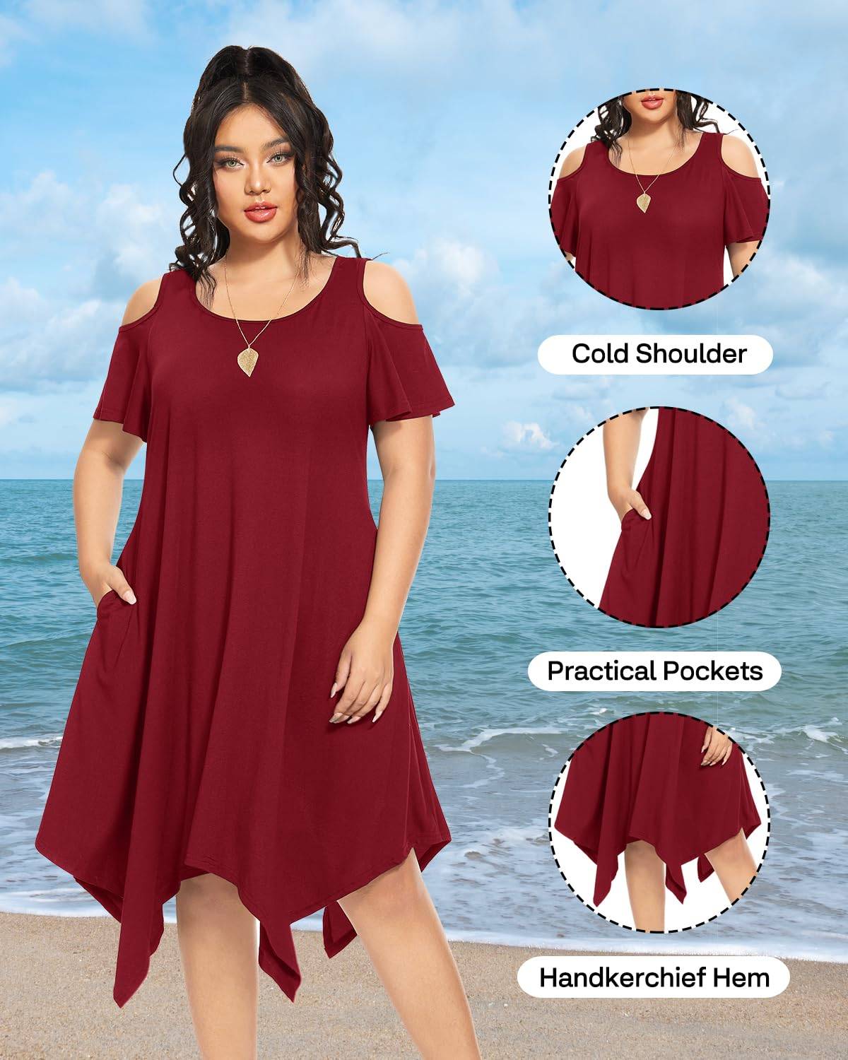 Women's Plus Size Sundress Dress with Pockets