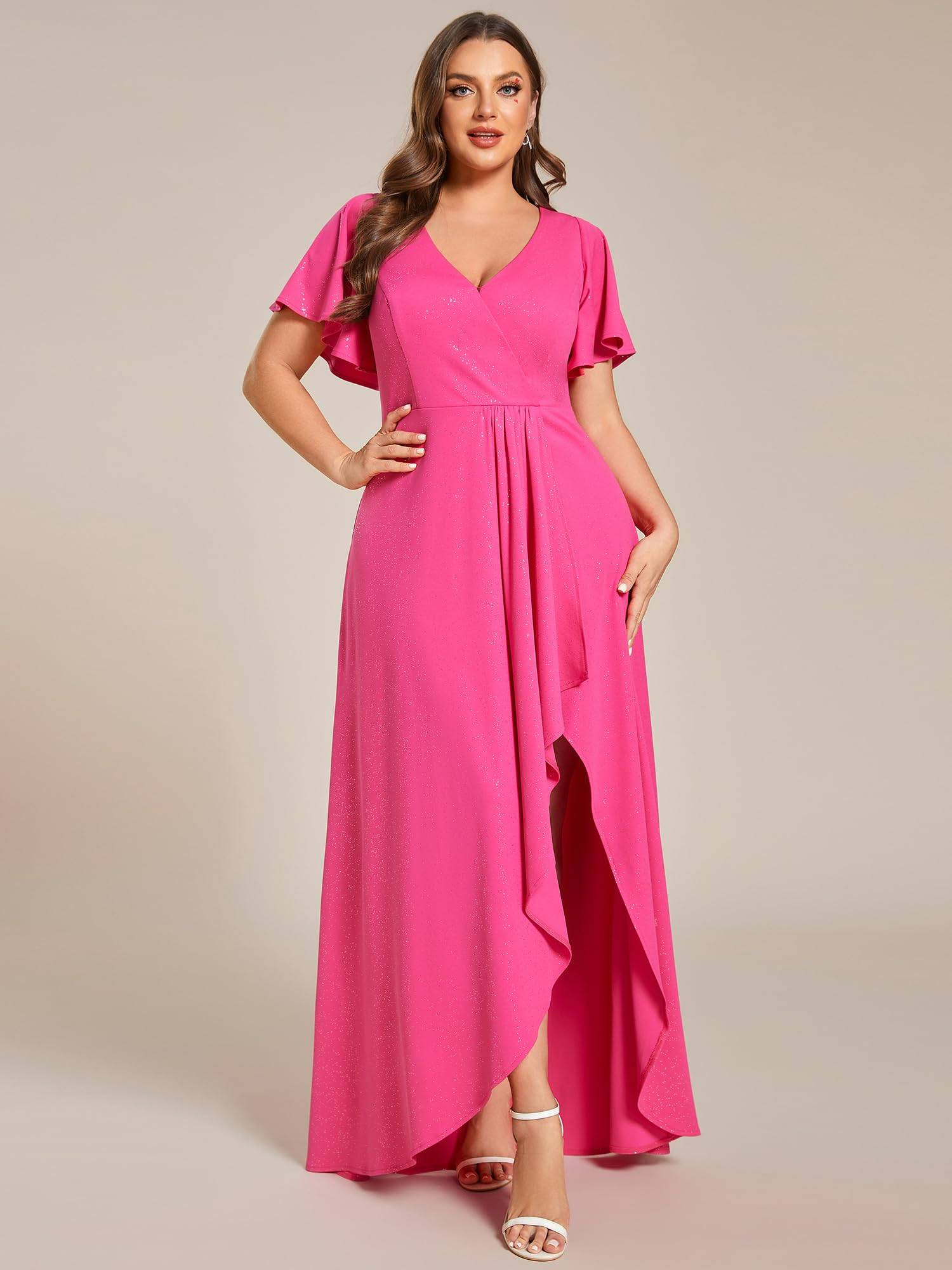 Women's Glitter A-line Plus Size Formal Dresses