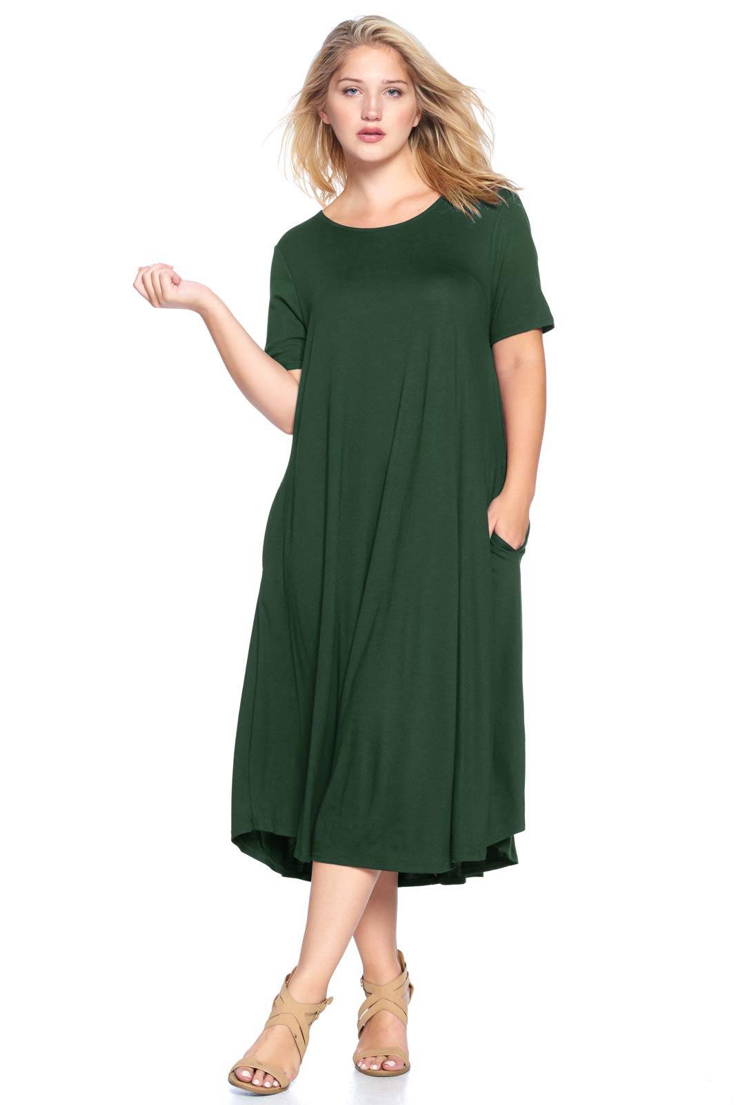 Women's Plus Size A-Line Pocket Midi Dress