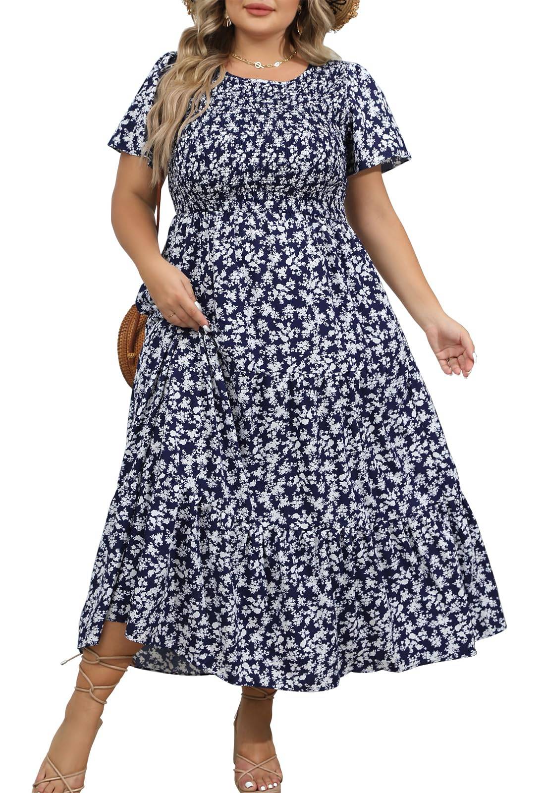 Women's Plus Size Maxi Dress Floral Boho Dress