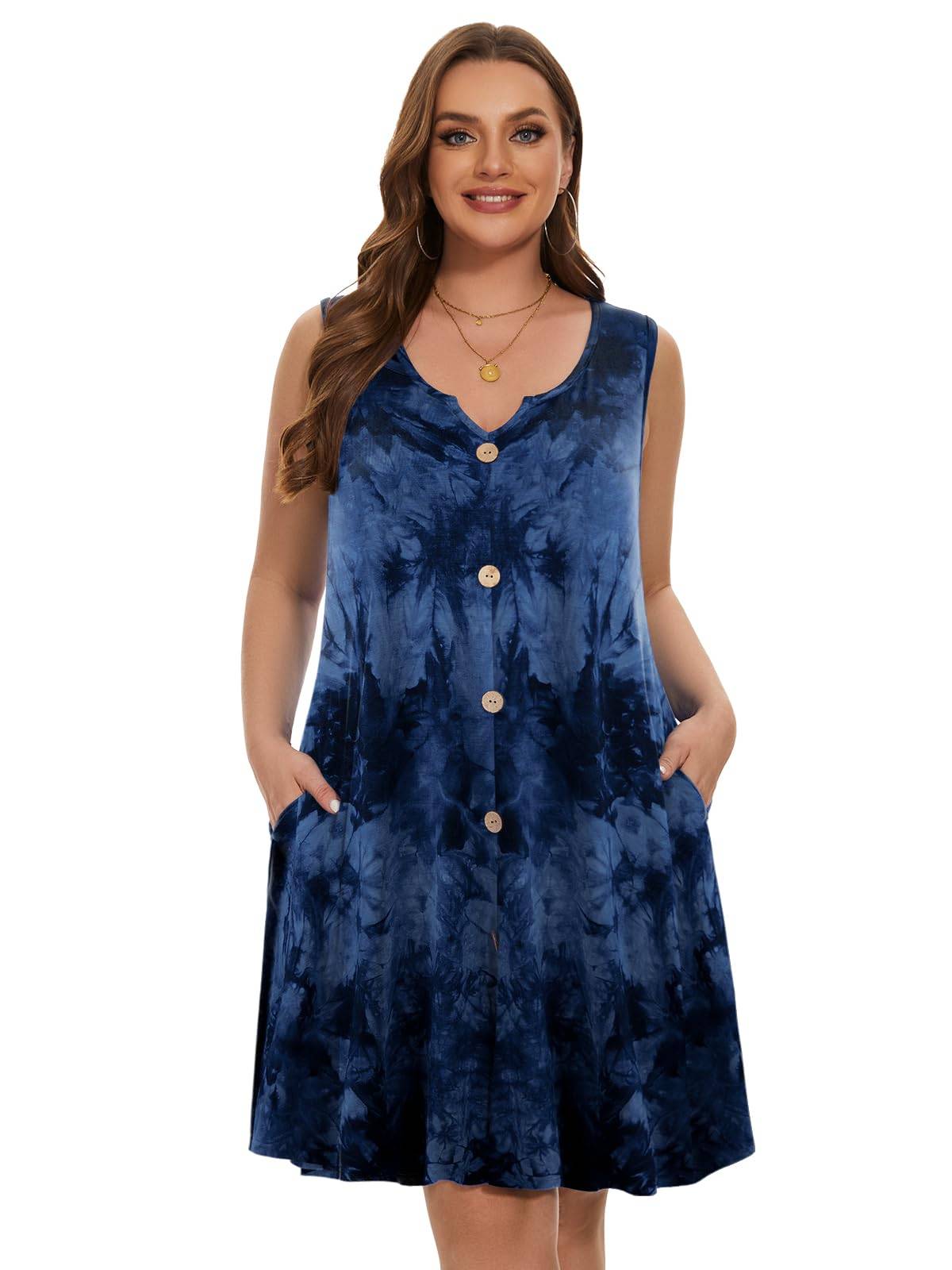 Women Plus Size A Line Sundresses Midi Dress