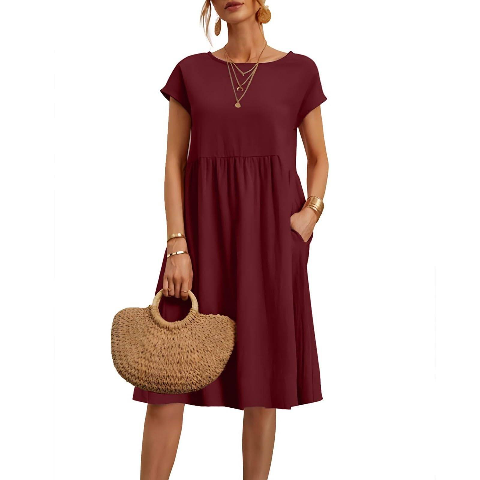 Women Plus Size Midi Dress Beach Sundress