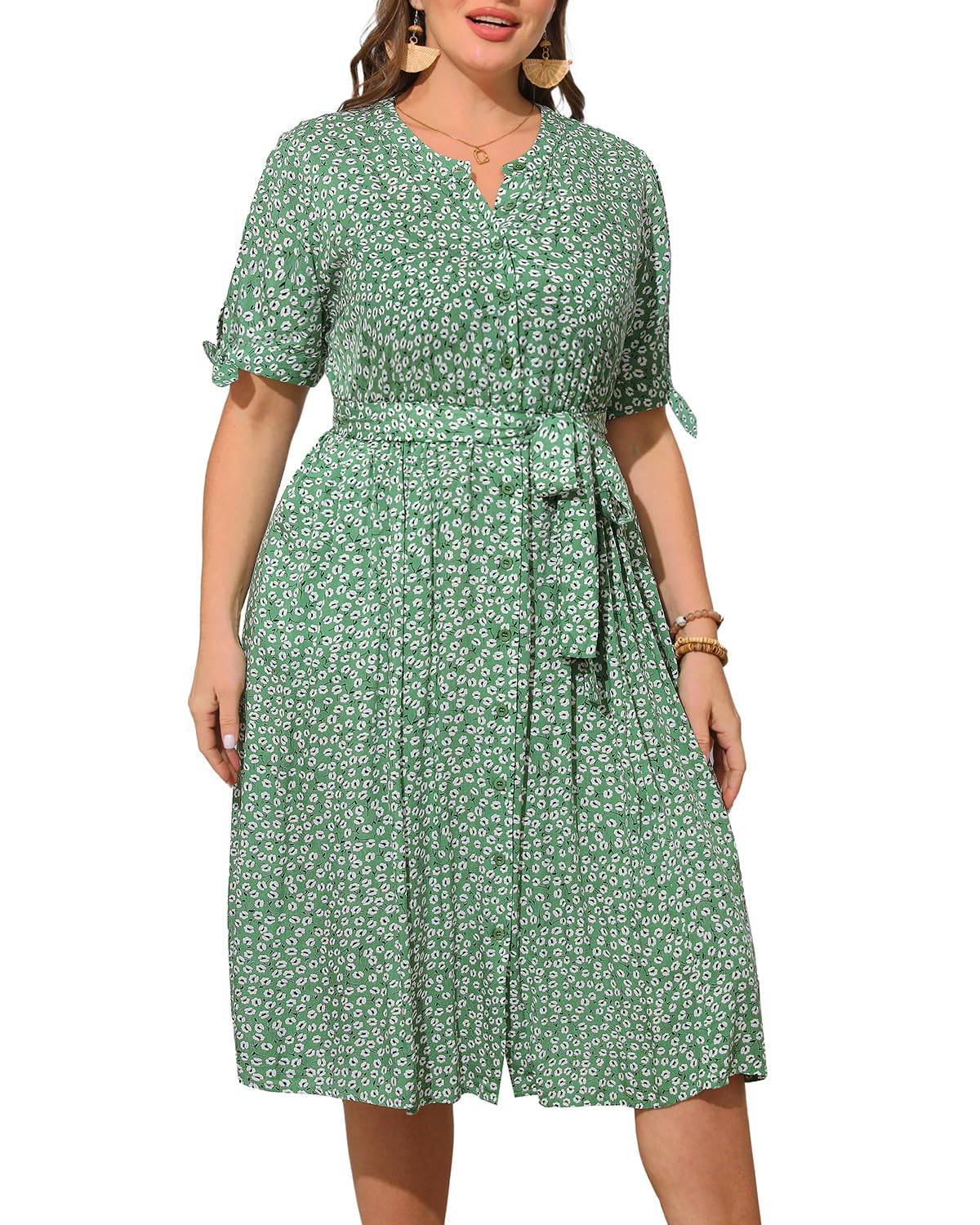 Women's Summer Midi Dress Plus Size Sundress