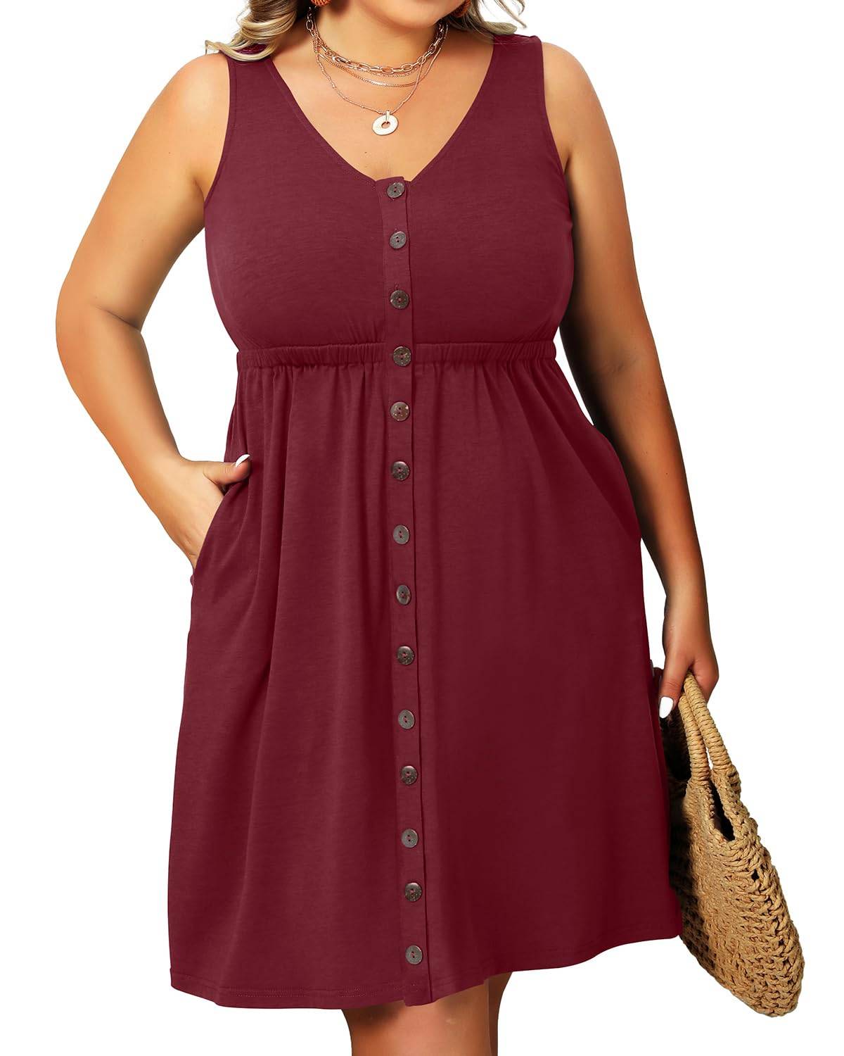 Women's Plus Size Summer Dresses Pockets A-Line