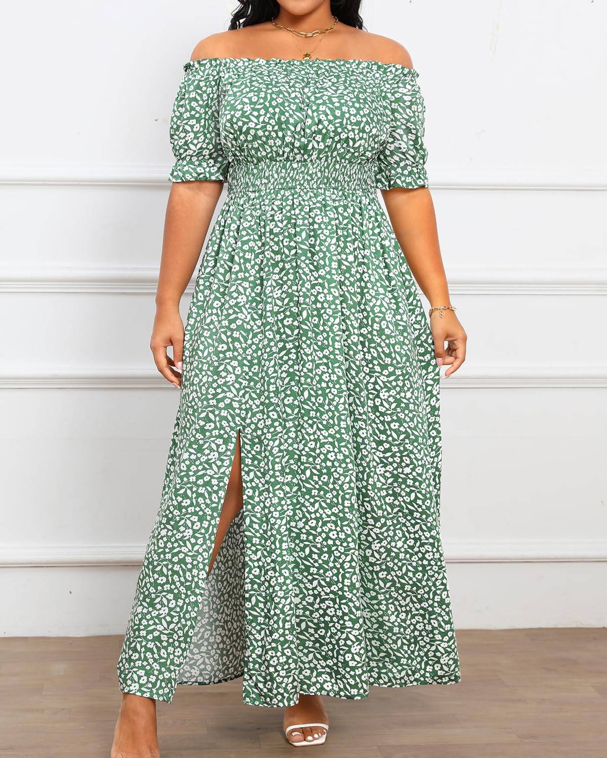 Women's Boho Dress Plus Size Floral Maxi Sundress