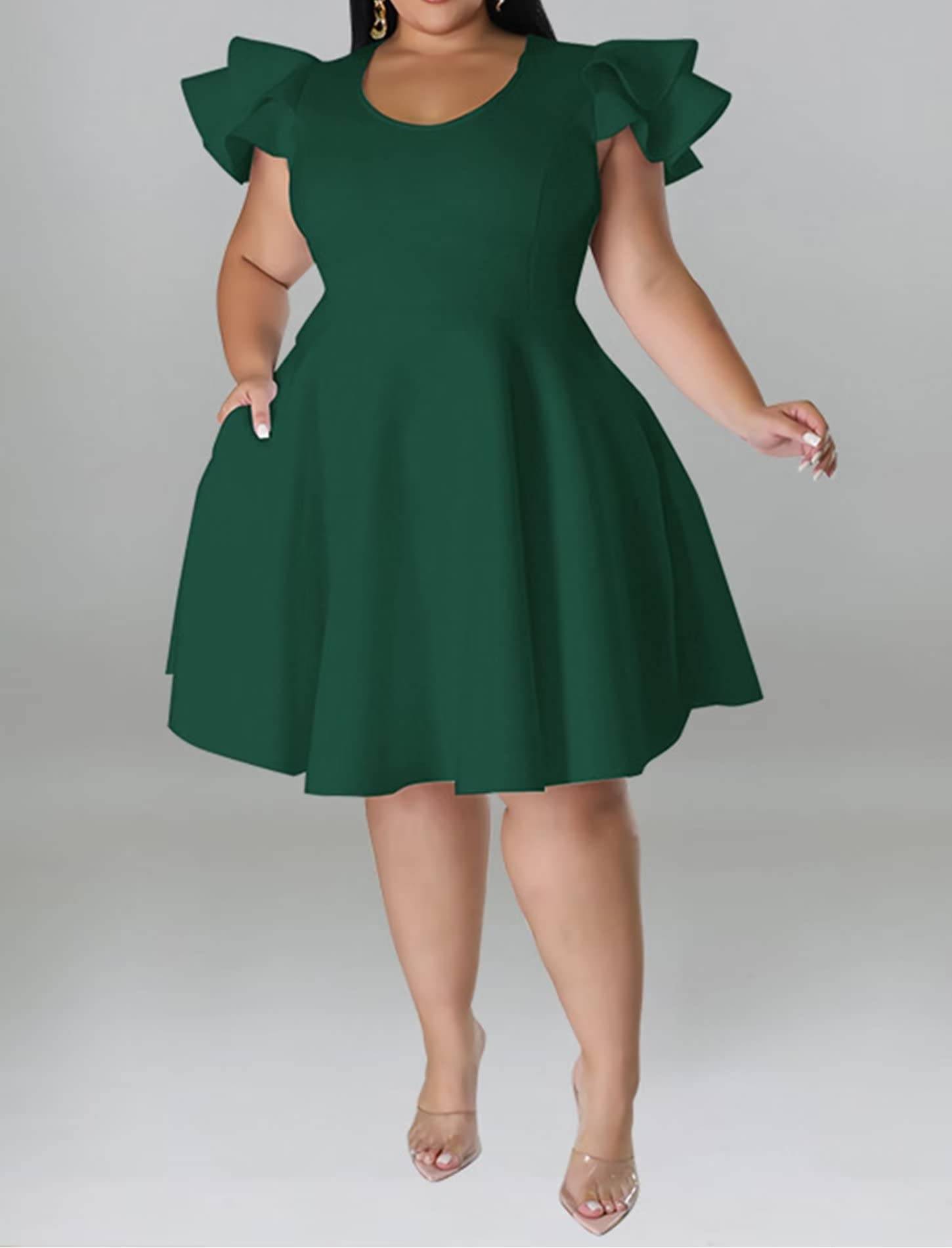 Women's Plus Size A Line Party Dress with Pockets