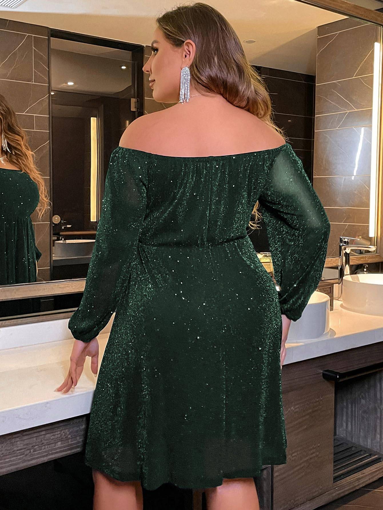 Women's Plus Size Glitter Party A Line Dress