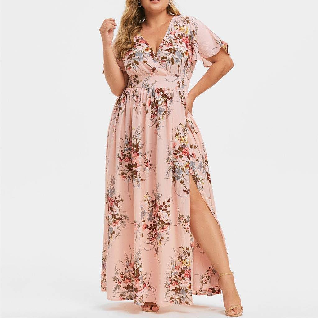 Women Maxi Wrap Sundresses Floral Boho Dress