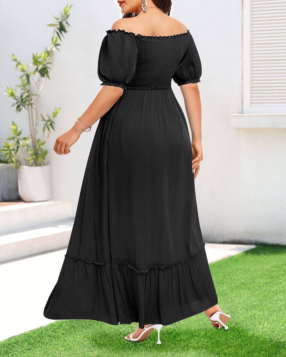 Women Plus Size Maxi Boho Sundress with Pocket