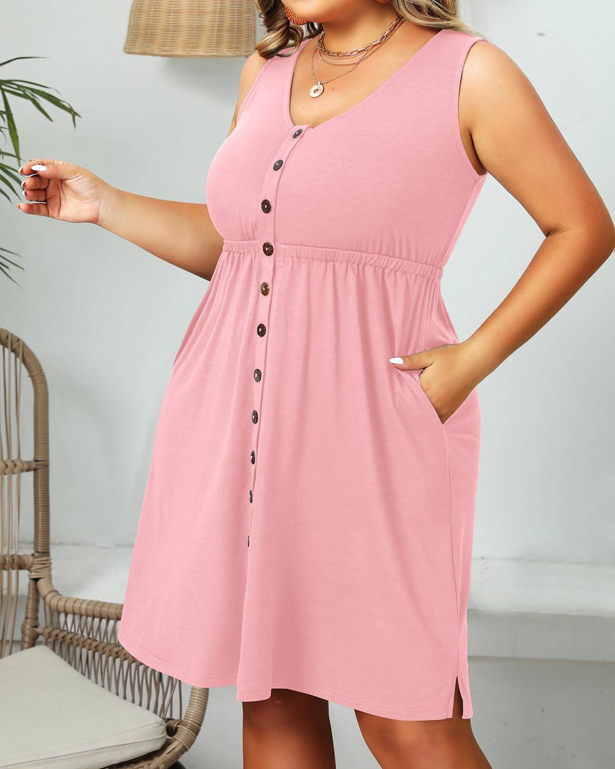 Women's Plus Size Summer Dresses Pockets A-Line