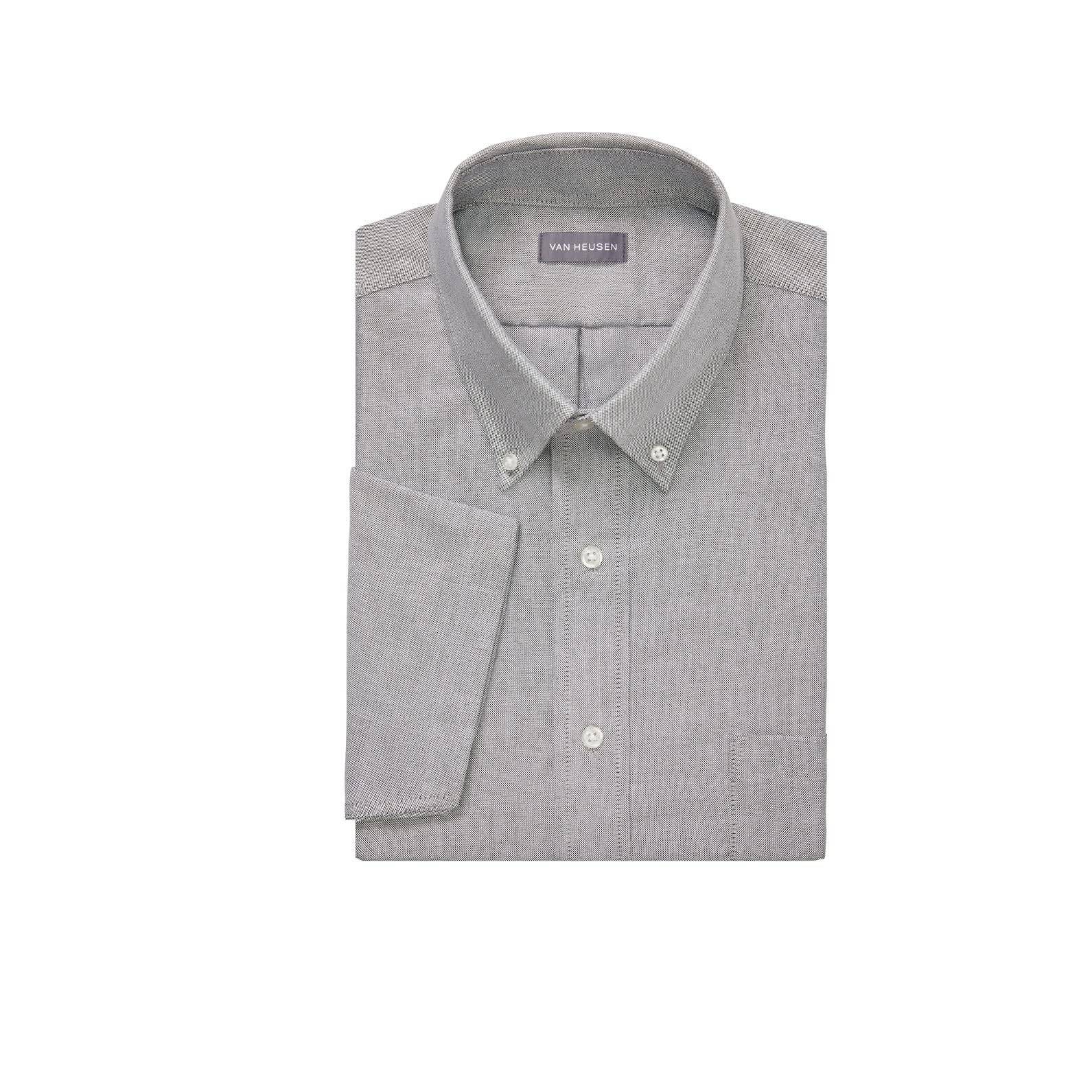 Men's Short Sleeve Dress Shirt Regular Fit Oxford Solid