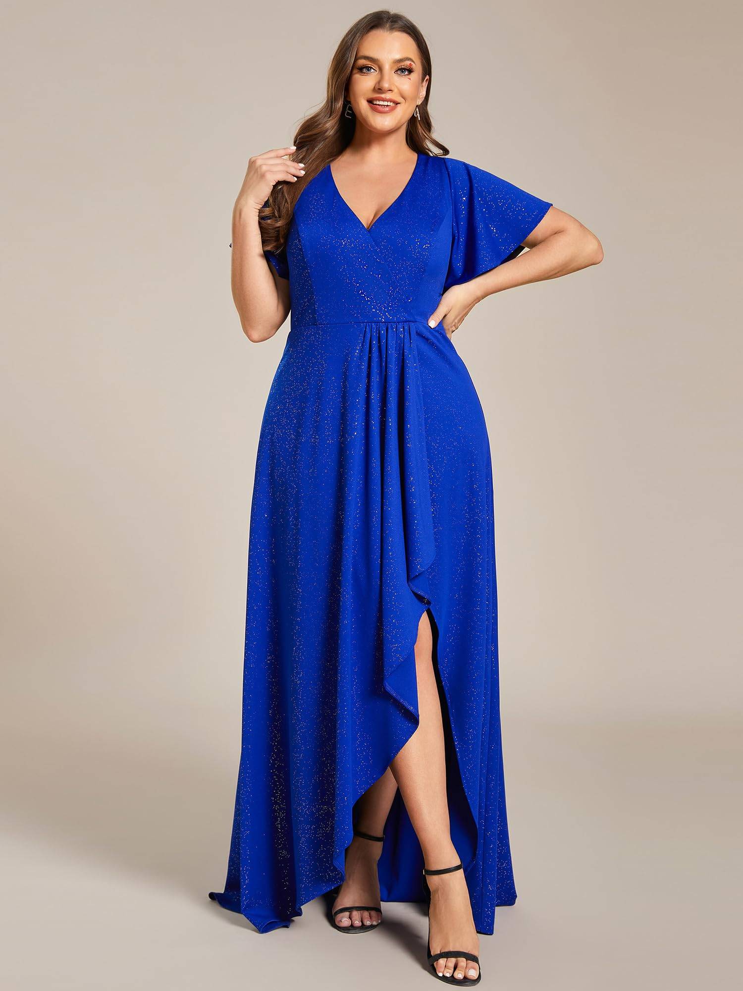 Women's Glitter A-line Plus Size Formal Dresses