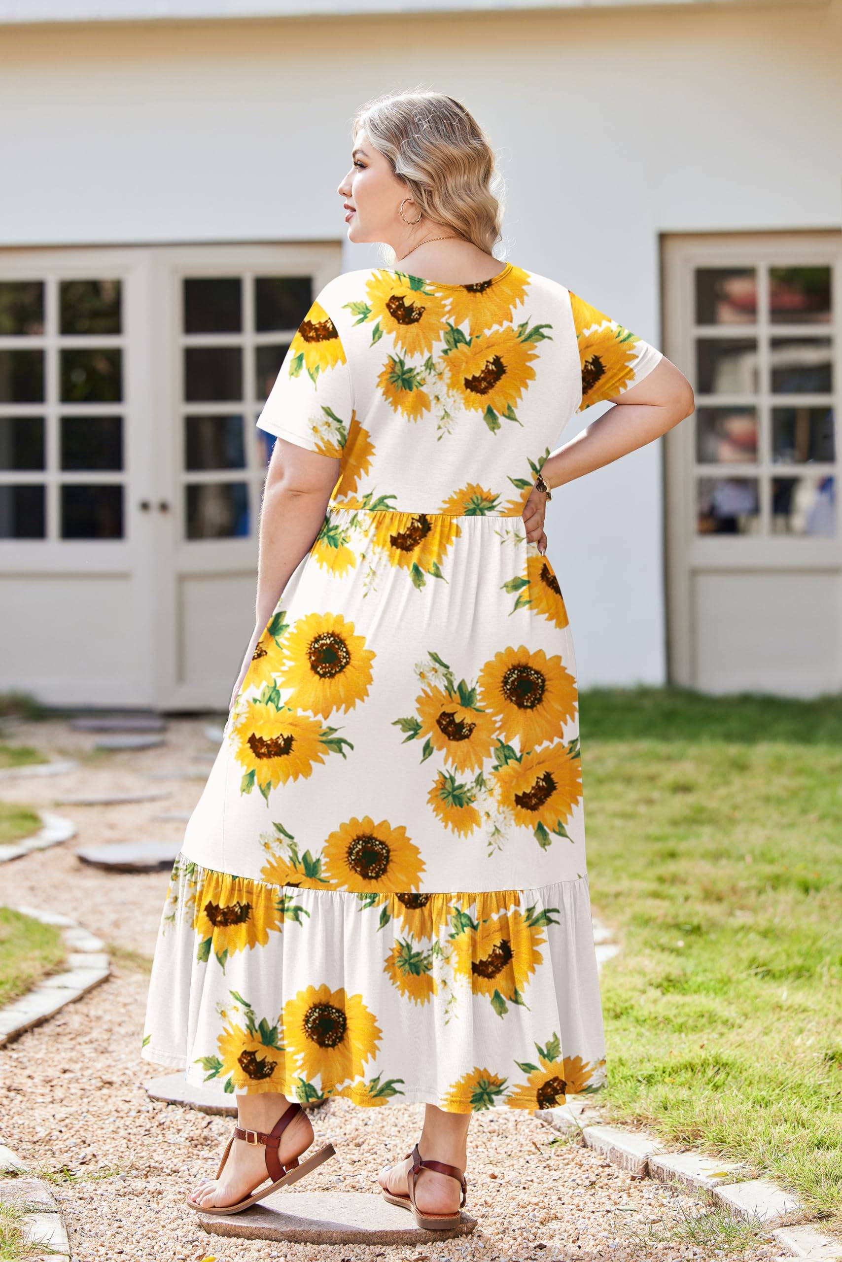 Women Plus Size Long Maxi Dresses with Pockets