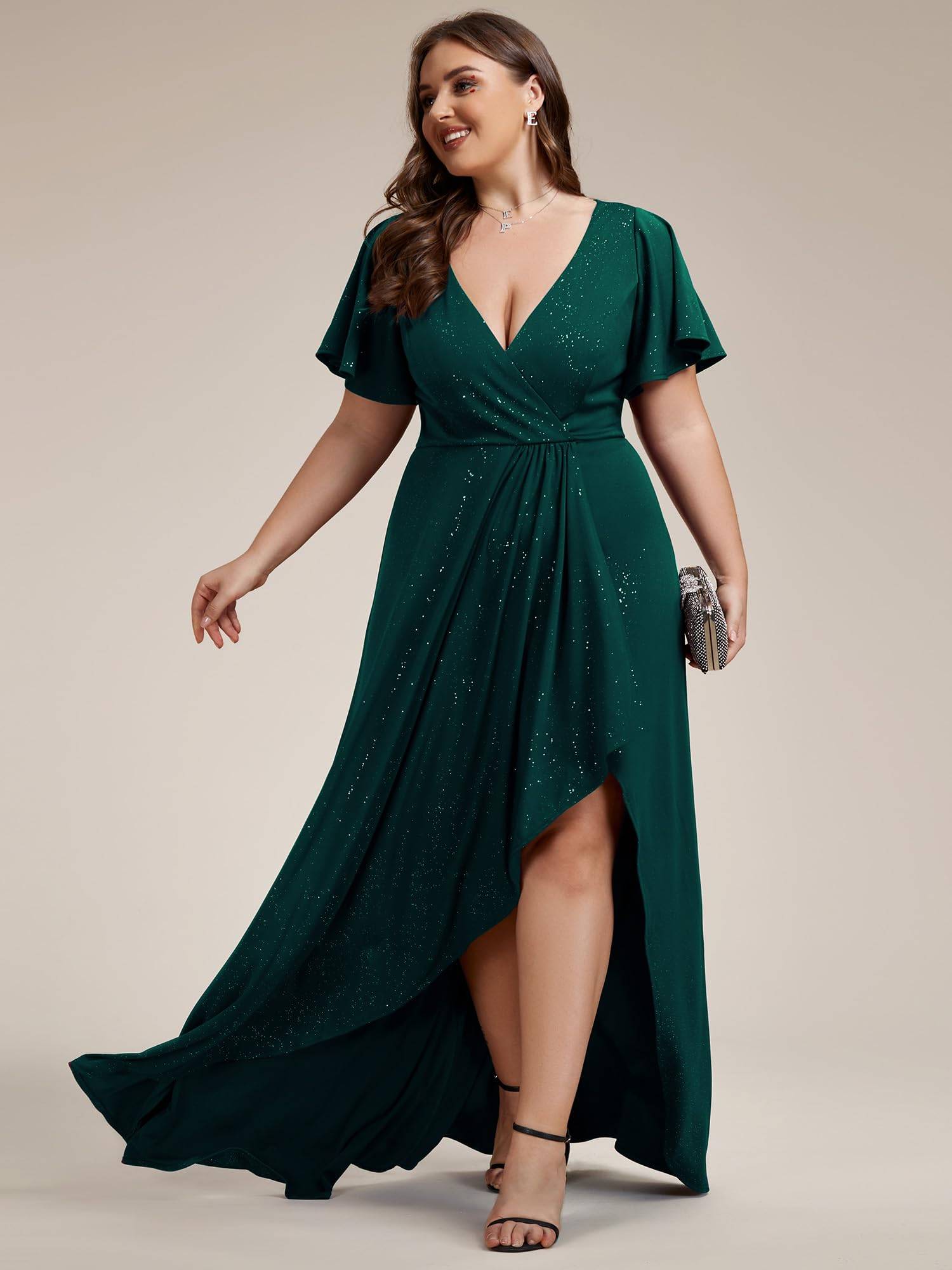 Women's Glitter A-line Plus Size Formal Dresses