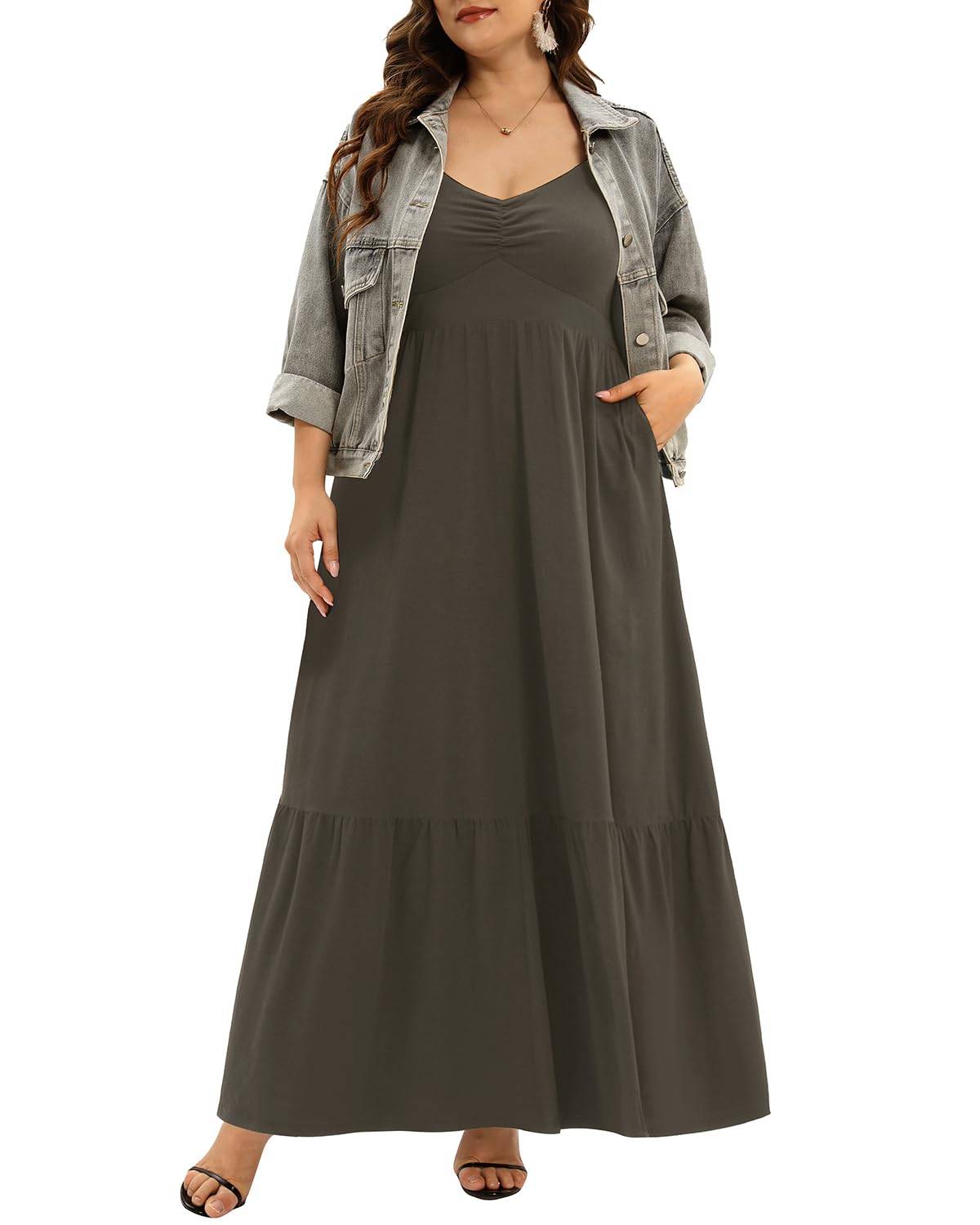 Women's Plus Size Maxi Sun Dress Sundress Pockets