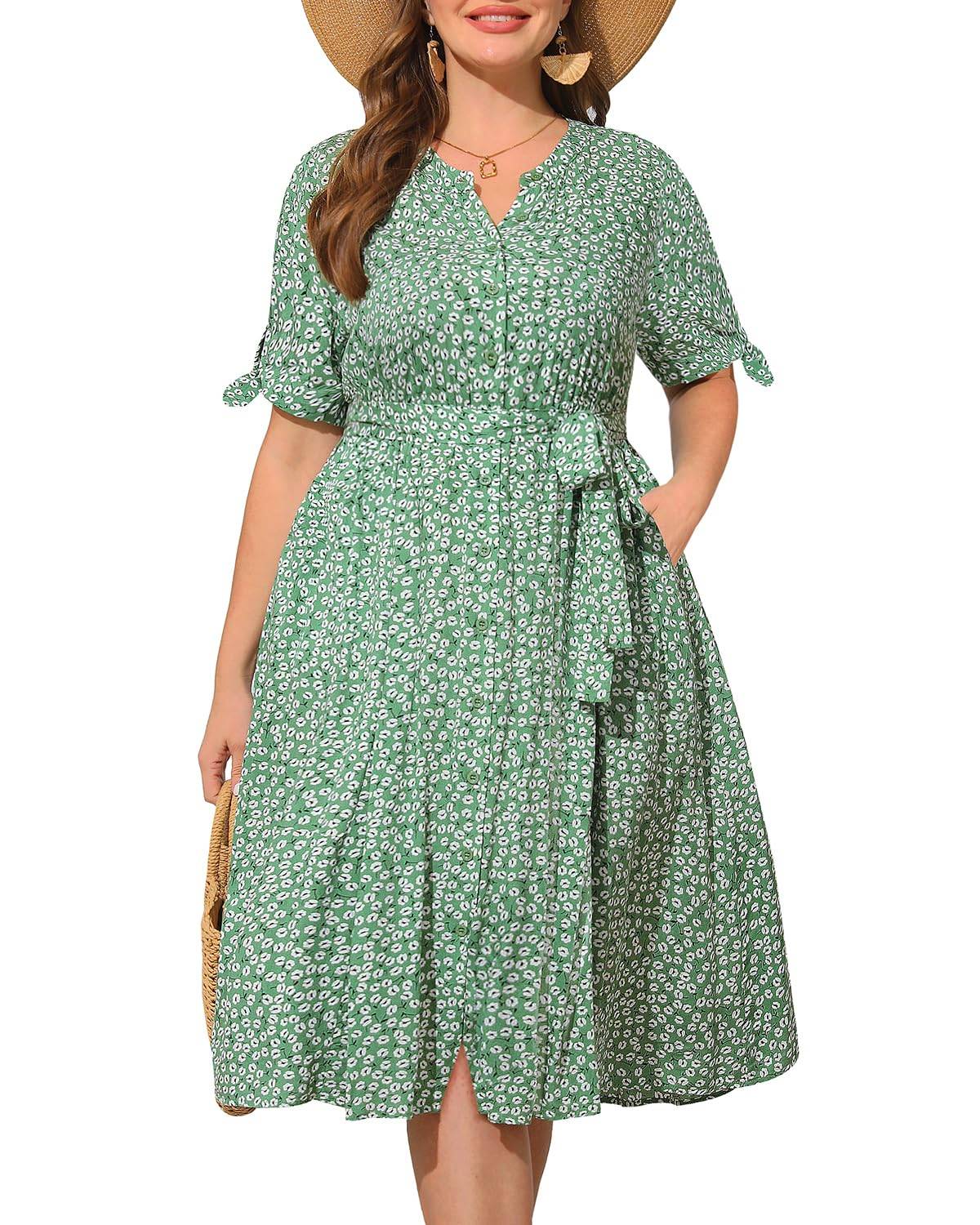 Women's Summer Midi Dress Plus Size Sundress