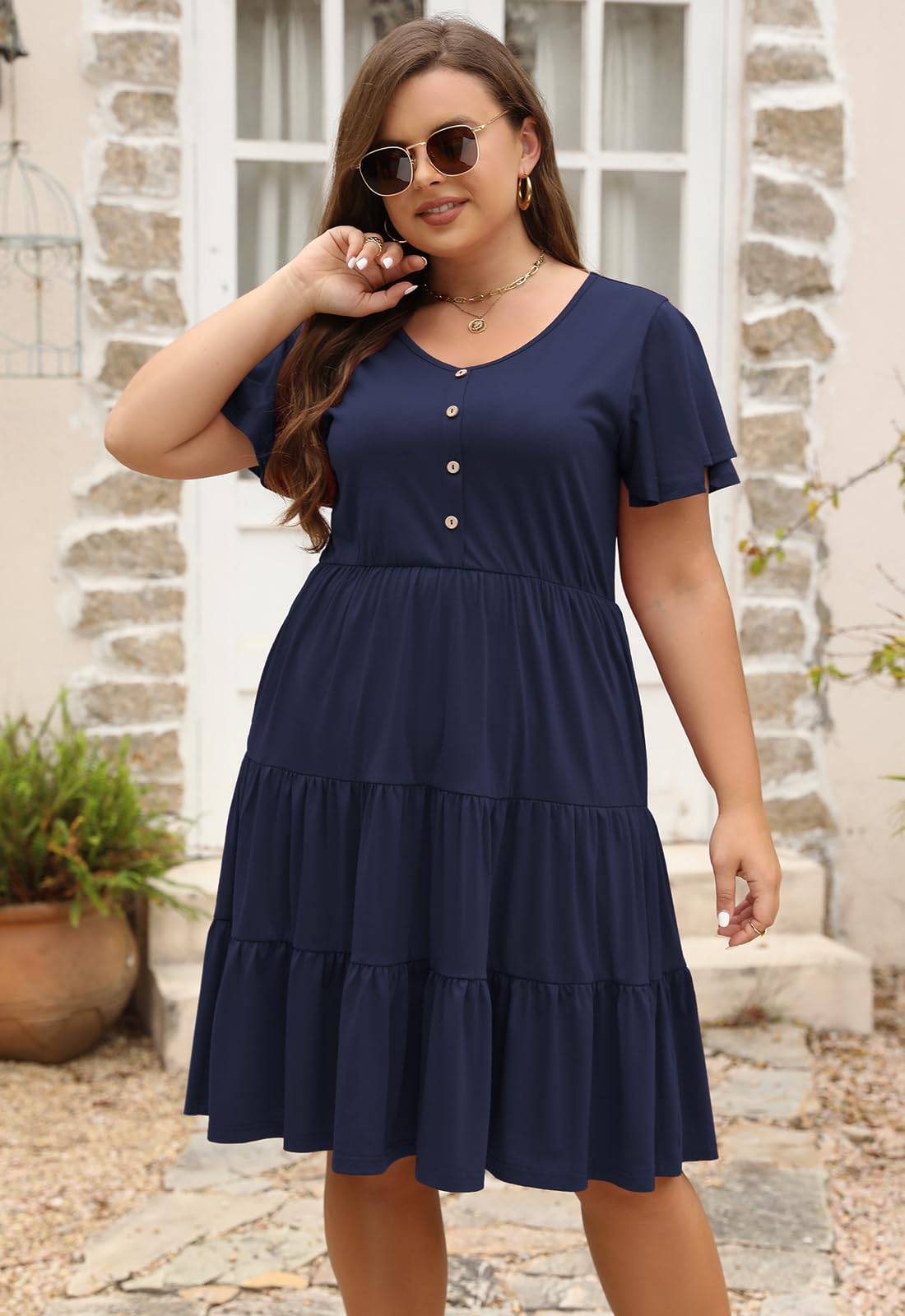 Womens Plus Size Swing Dress with Pocket