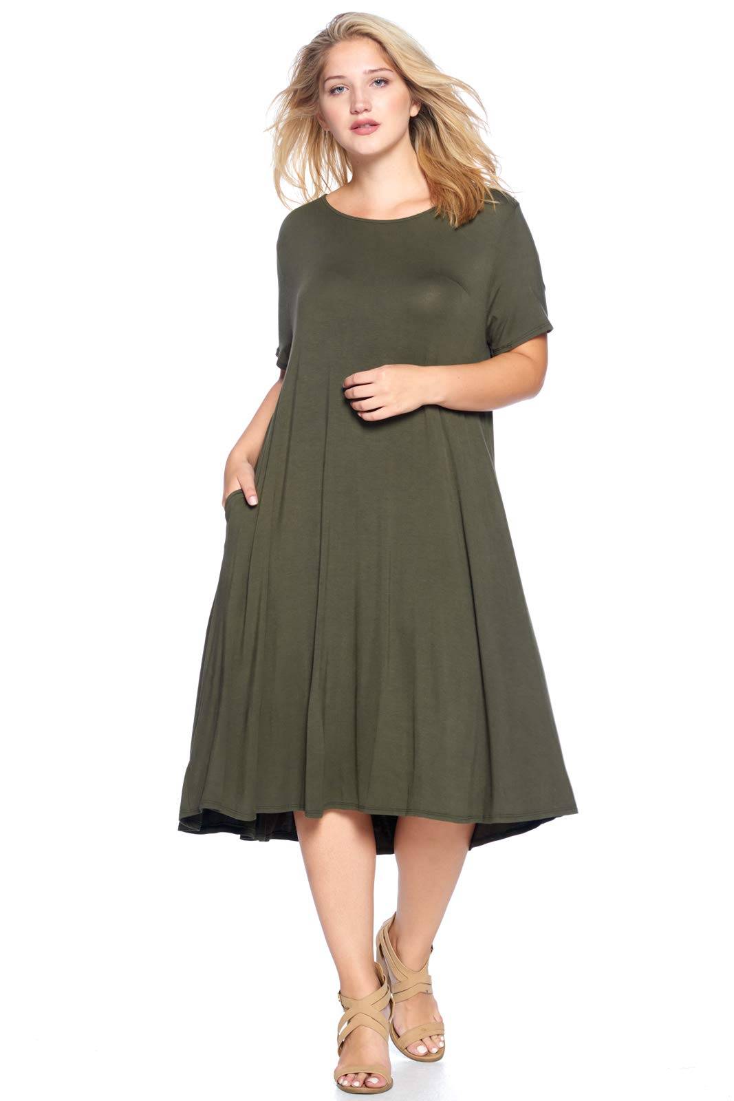 Women's Plus Size A-Line Pocket Midi Dress