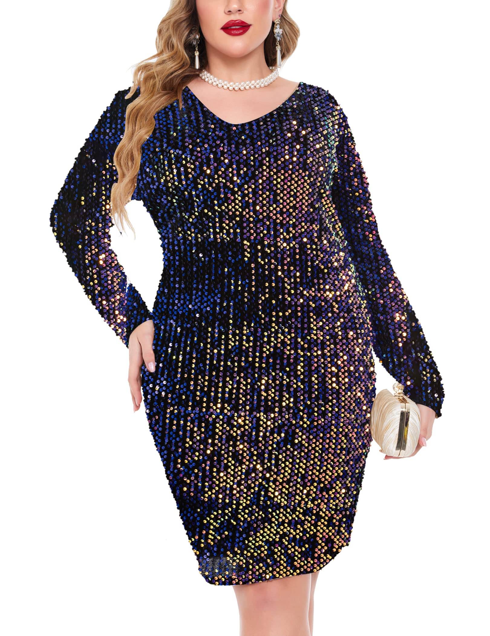 Womens Dress Plus Size V Neck Party Dresses